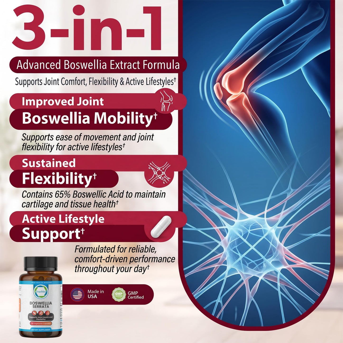TRUEMED Boswellia Serrata 600mg 65 Boswellic Acid Extract Capsule, 90 Veg Capsules