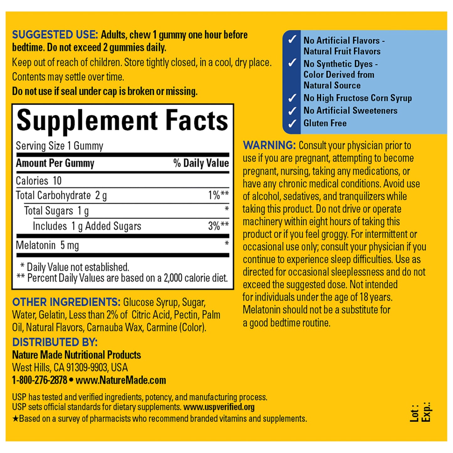 Nature Made Melatonin 5mg Gummies, 70 Count
