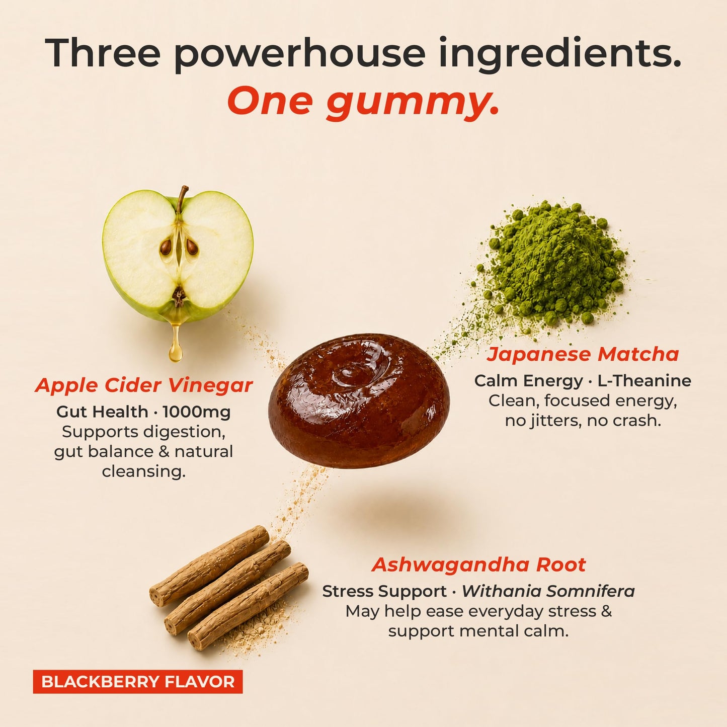 Trusted Rituals ACV Matcha Gummies – Max Strength 1000mg ACV with Matcha, Ashwagandha, Prebiotic Fiber & Vitamins B6/B12 – Gut, Mind, Metabolism & Digestion Support – Vegan, No Added Sugar, 60 Gummies