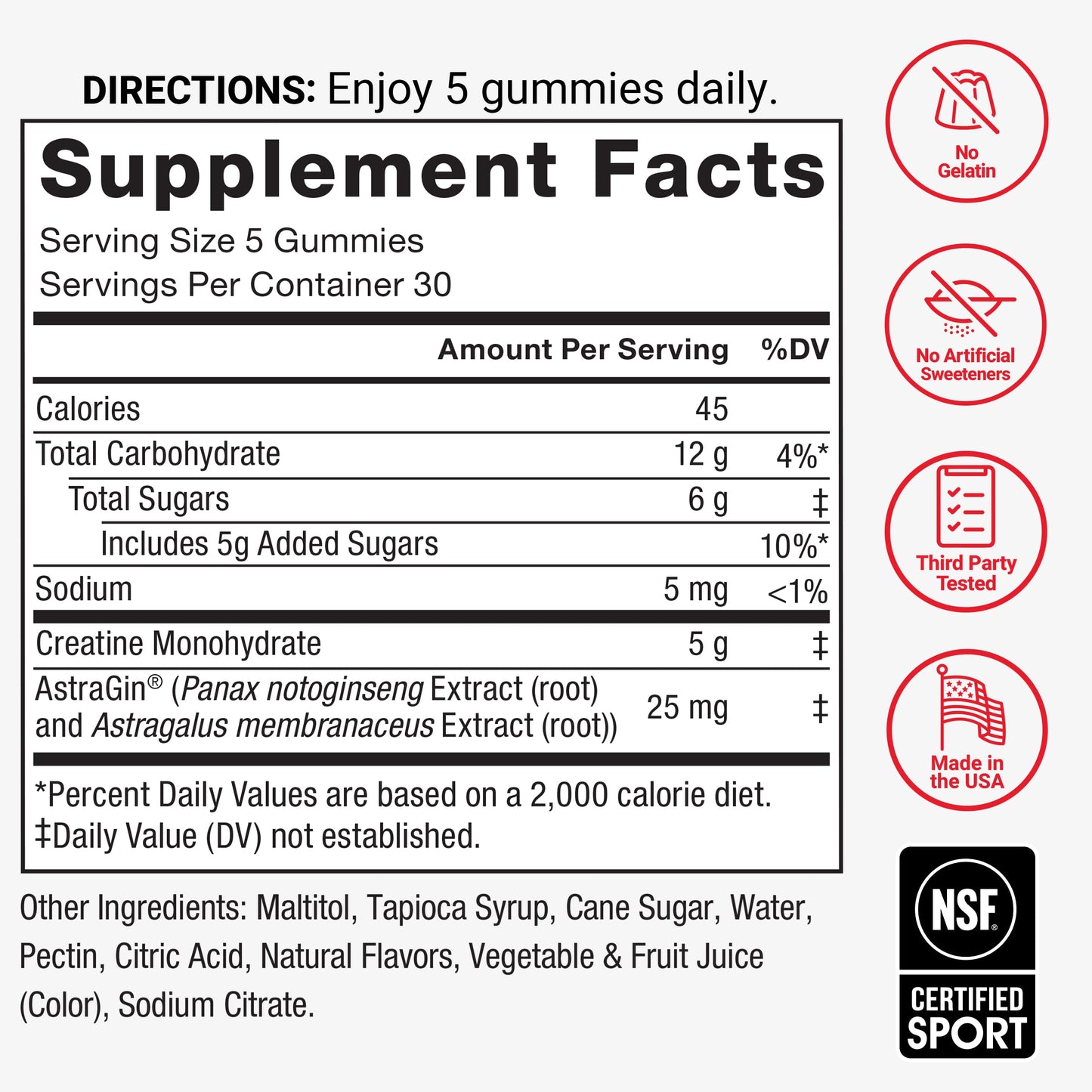 Force Factor Creatine Monohydrate Gummies, 150 Gummies