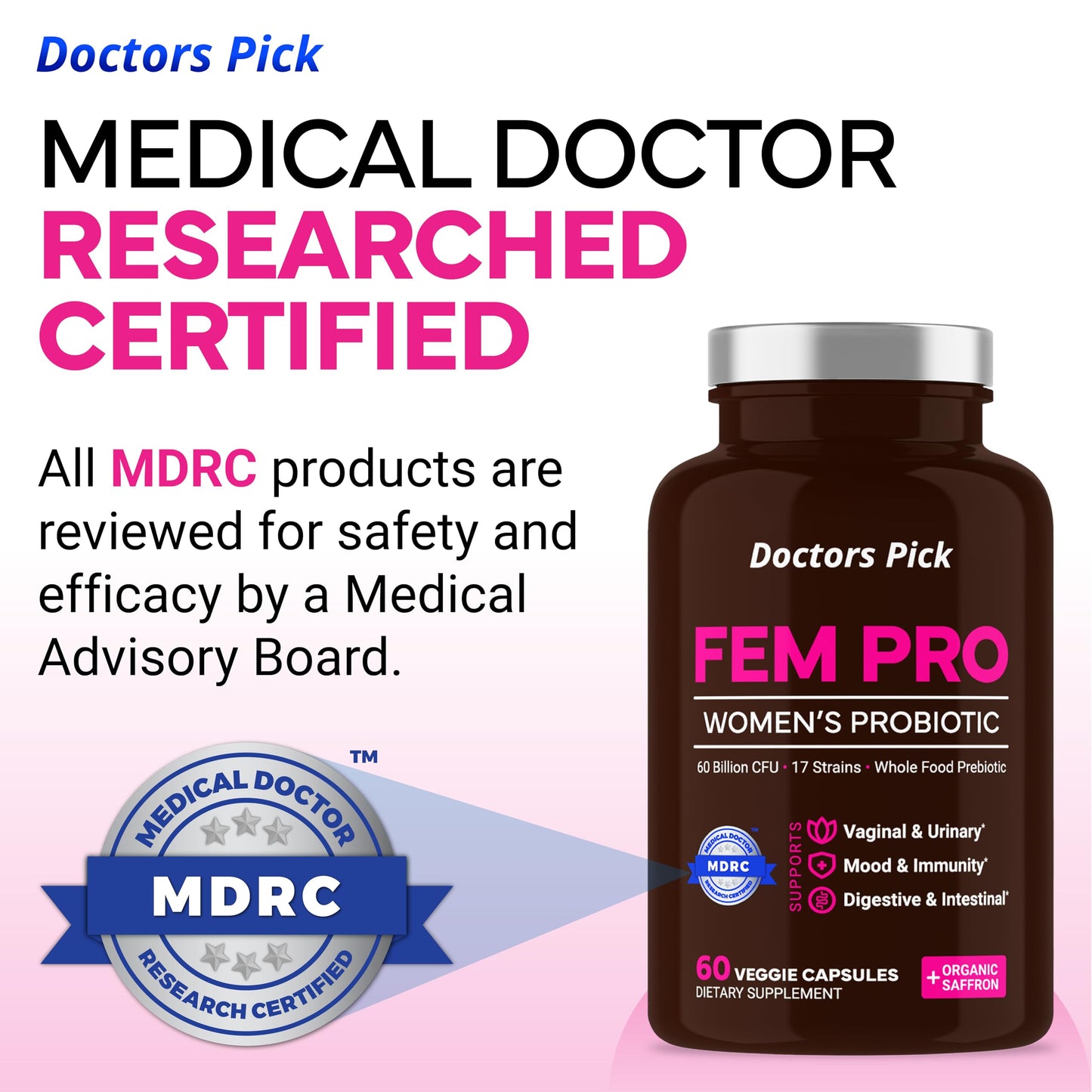 Doctors Pick Fem Pro Probiotics for Women 60 Capsules