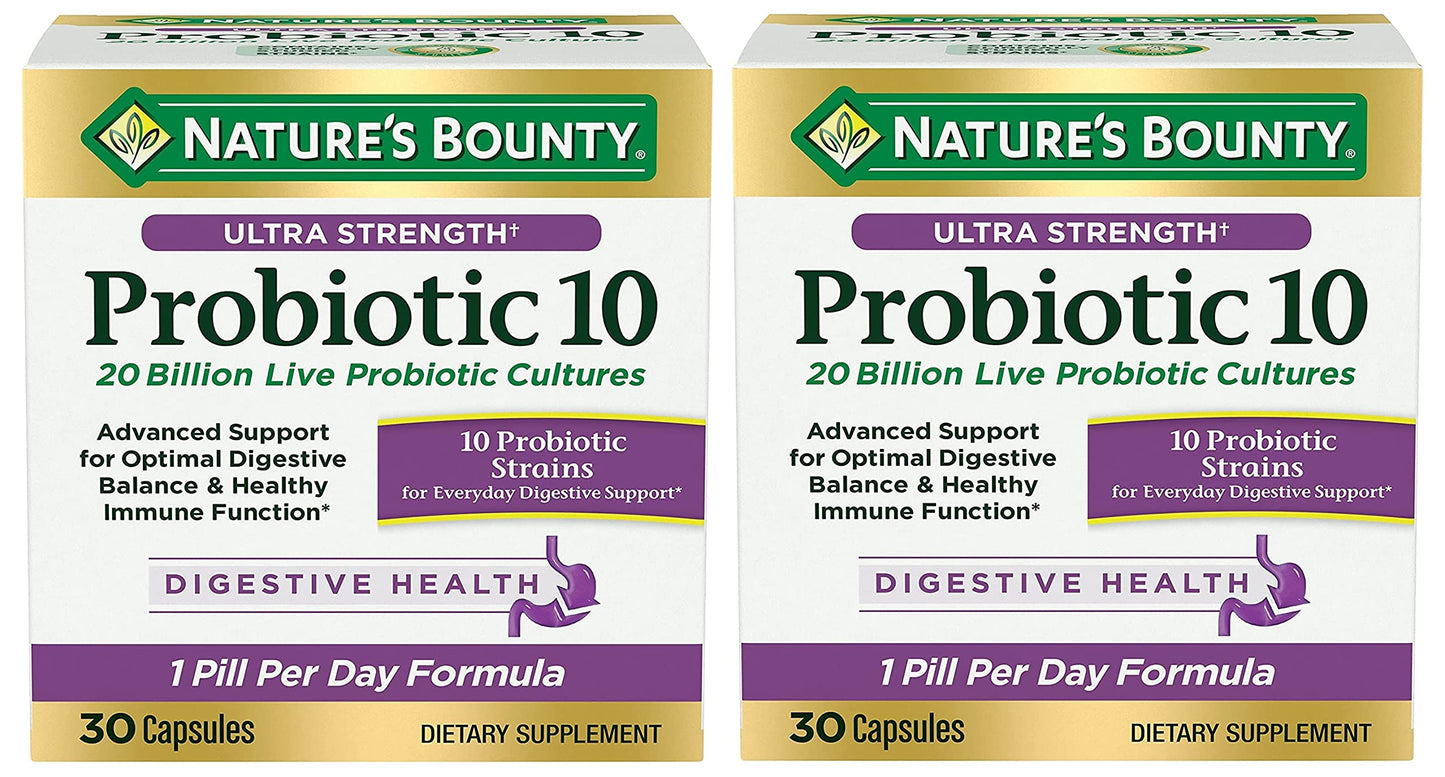 Nature's Bounty Ultra Strength Probiotic 10 Twin Pack Capsule, 60 Count