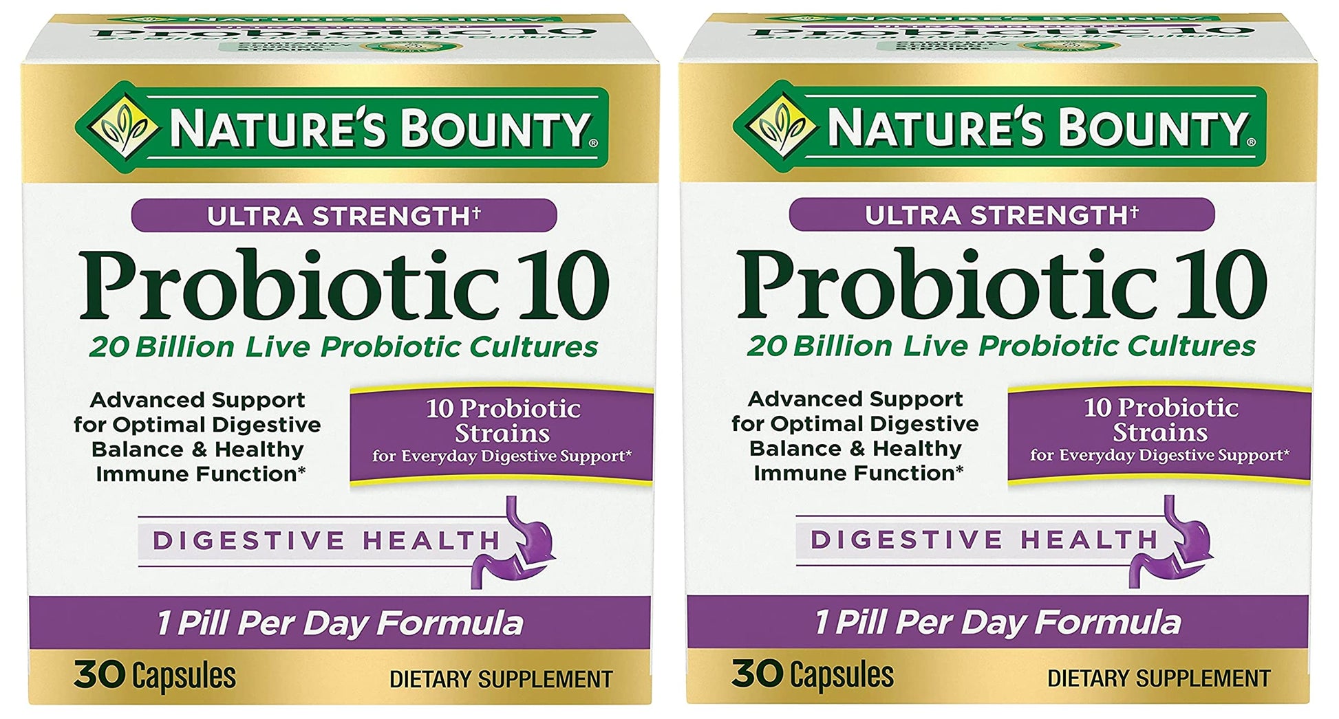 Nature's Bounty Ultra Strength Probiotic 10 Twin Pack Capsule, 60 Count