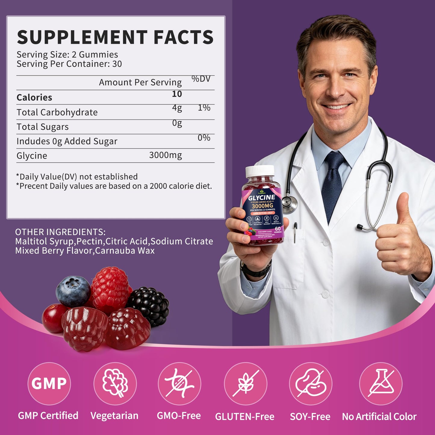 PureBalm Glycine Gummies 60 Count