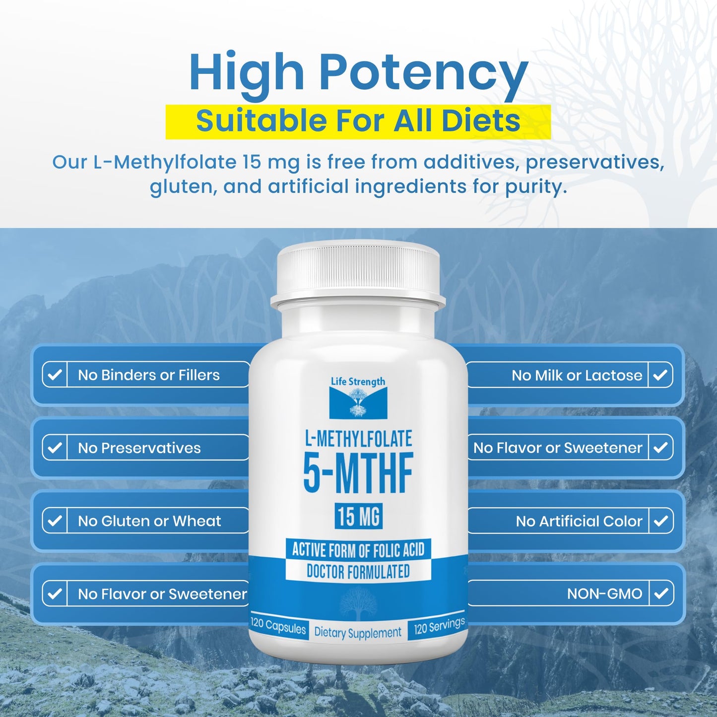 LifeStrength L-Methylfolate 15 MG Capsules 120 Count
