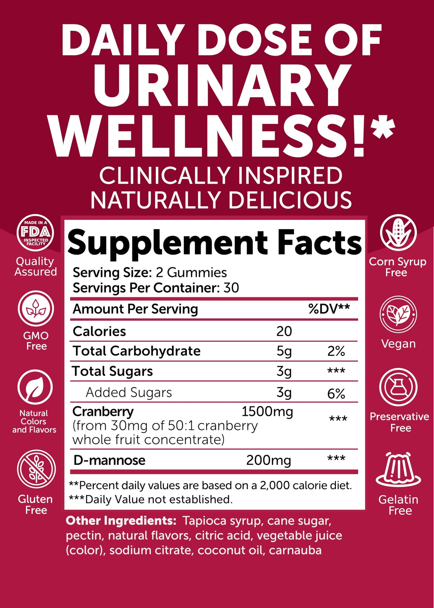 Lunakai Cranberry D-Mannose + Vitamin C Gummies, 120 Gummies