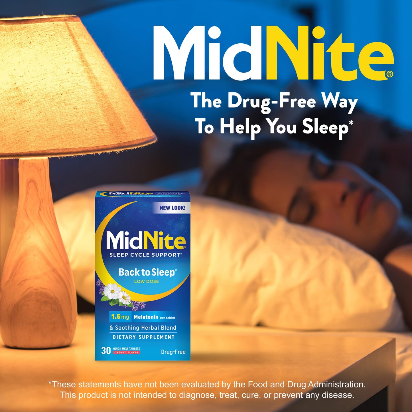 MidNite Back to Sleep Low Dose Melatonin Sleep Aid, 60 Tablets