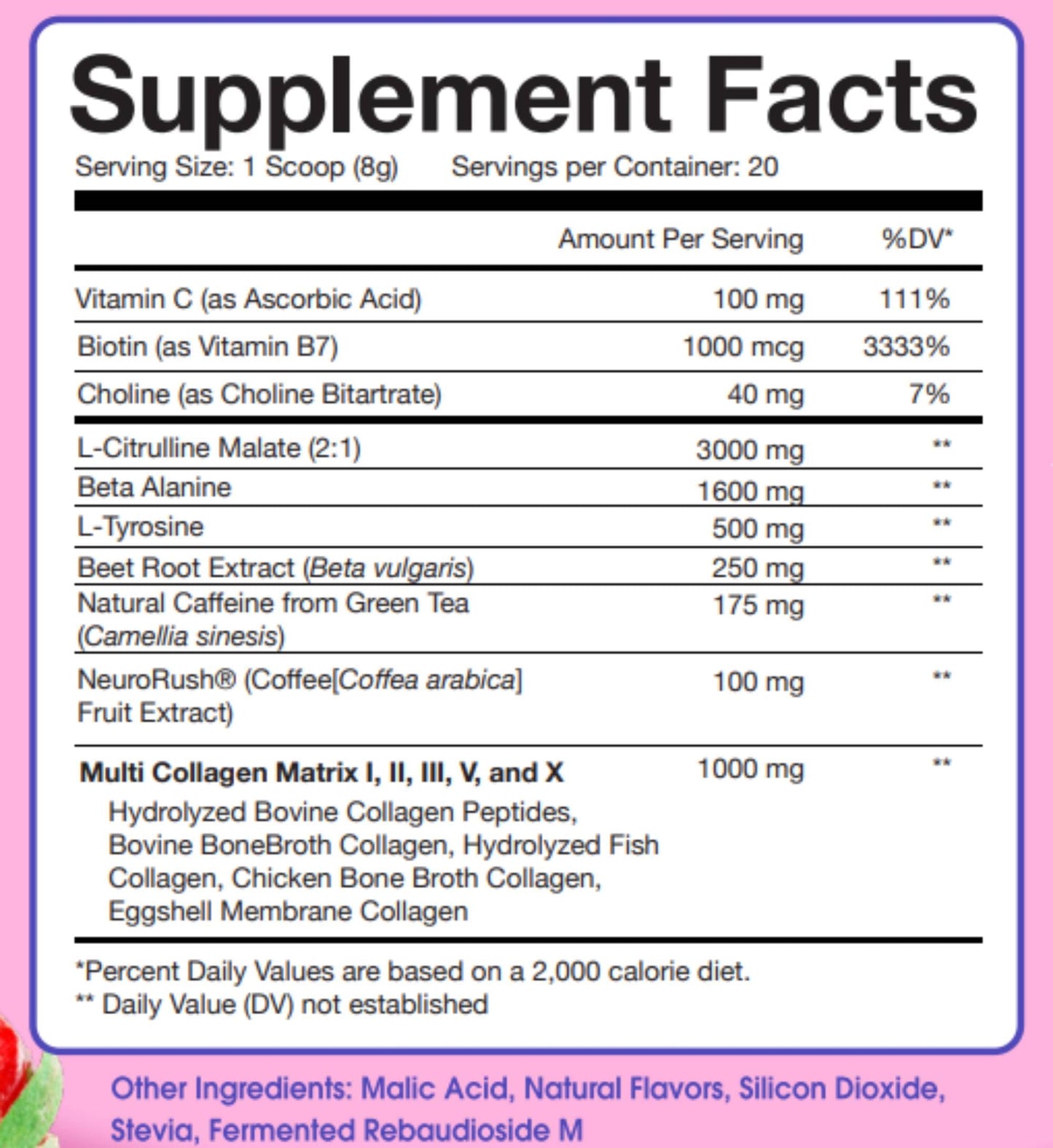 Obvi Pre Workout + Collagen Strawberry Lemonade Powder, 5.71 Ounce