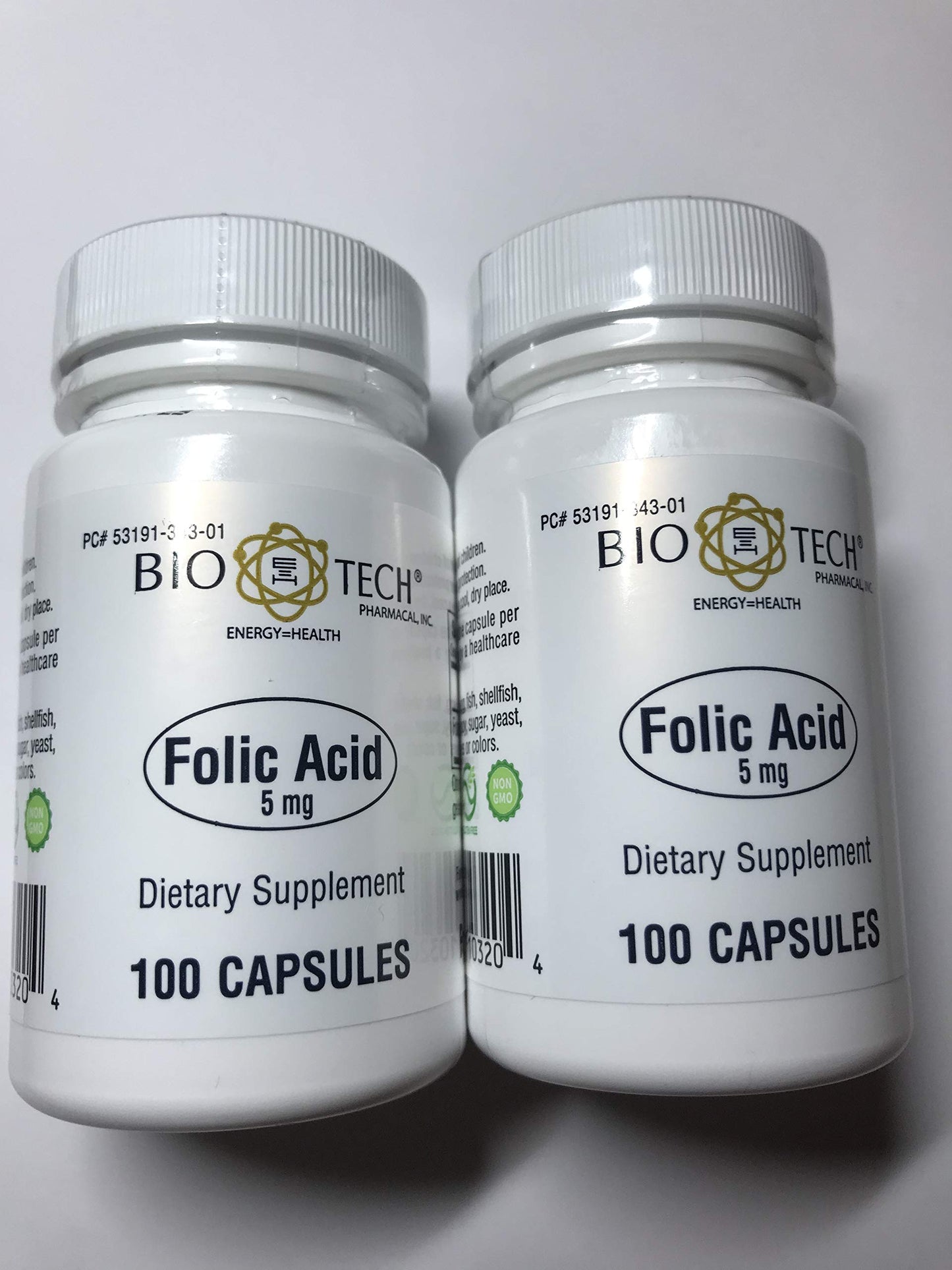 Bio-Tech Pharmacal Folic Acid 5mg Capsules, 100 Capsules