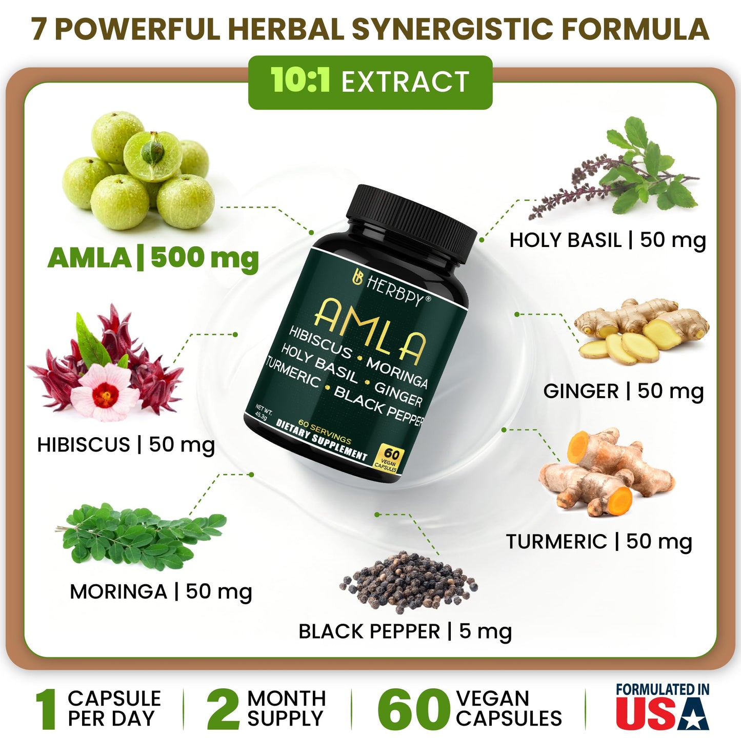 Herbpy 7in1 Amla Superfruit Extract Supplement Capsules, 60 Count