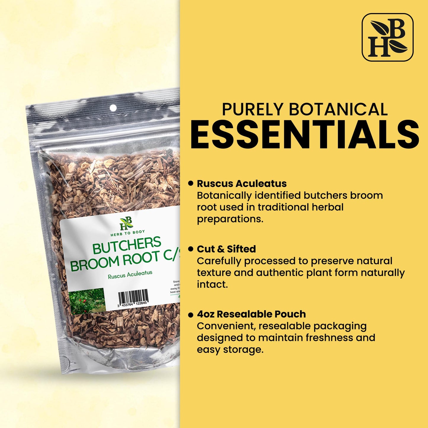 Herb To Body Butchers Broom Root C/S Powder 4 oz