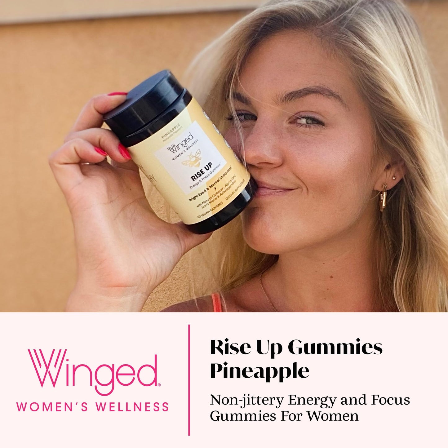 Winged Wellness Rise Up, Energy & Focus Gummies for Women 60 Count