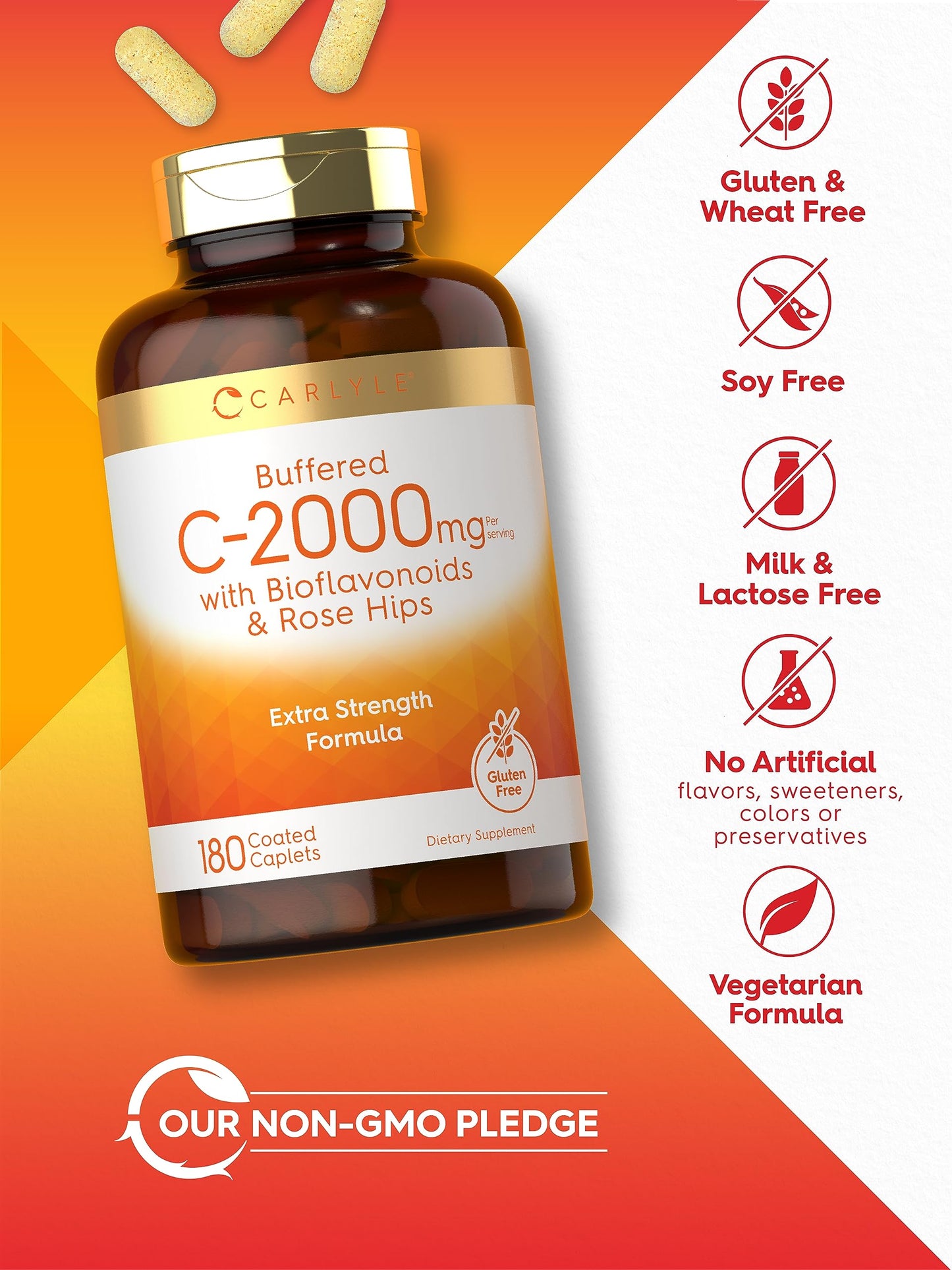 Carlyle Buffered Vitamin C 2000mg Caplets 180 Count