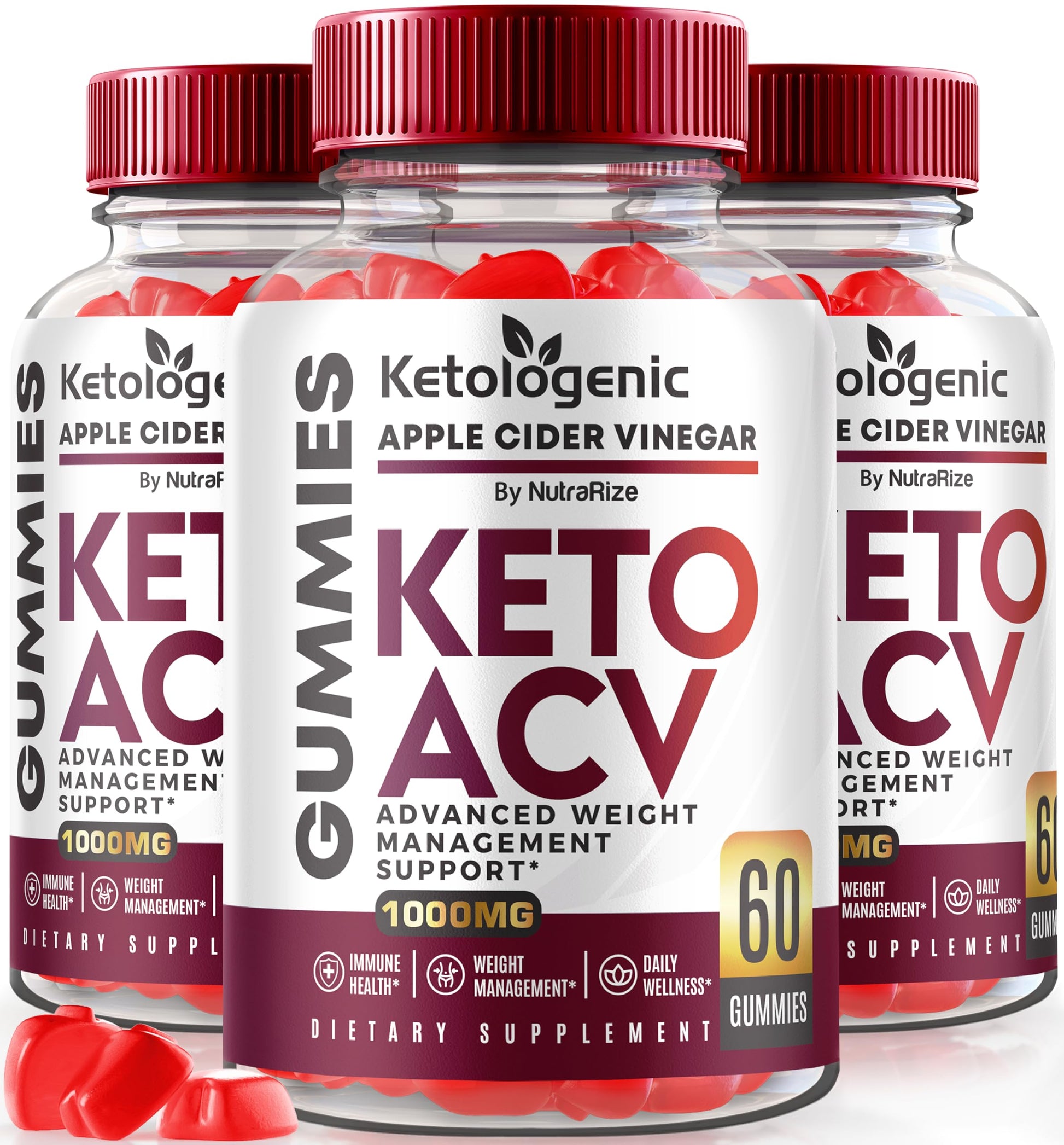 NutraRize Ketologenic Keto ACV Gummies Advanced Weight Loss Detox Formula with Apple Cider Vinegar, 180 Gummies
