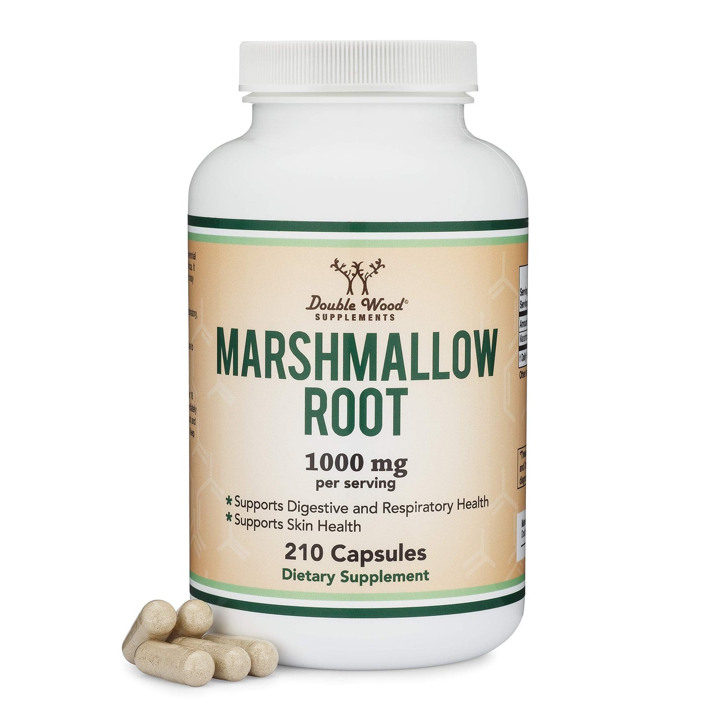 Double Wood Supplements Marshmallow Root Capsules, 60 Count