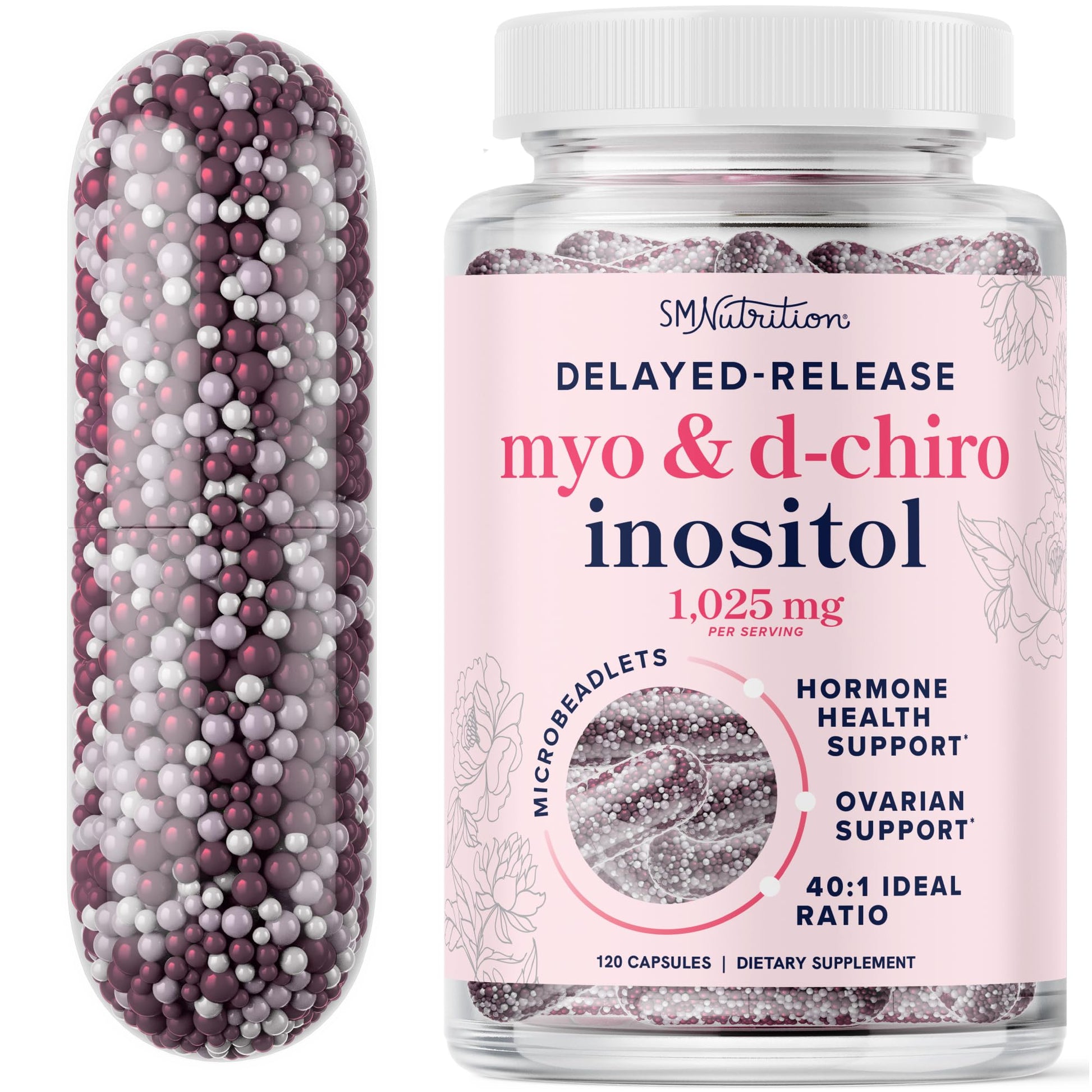 SMNutrition Myo-Inositol & D-Chiro Inositol, Hormone Balance for Women Capsules 120 Count