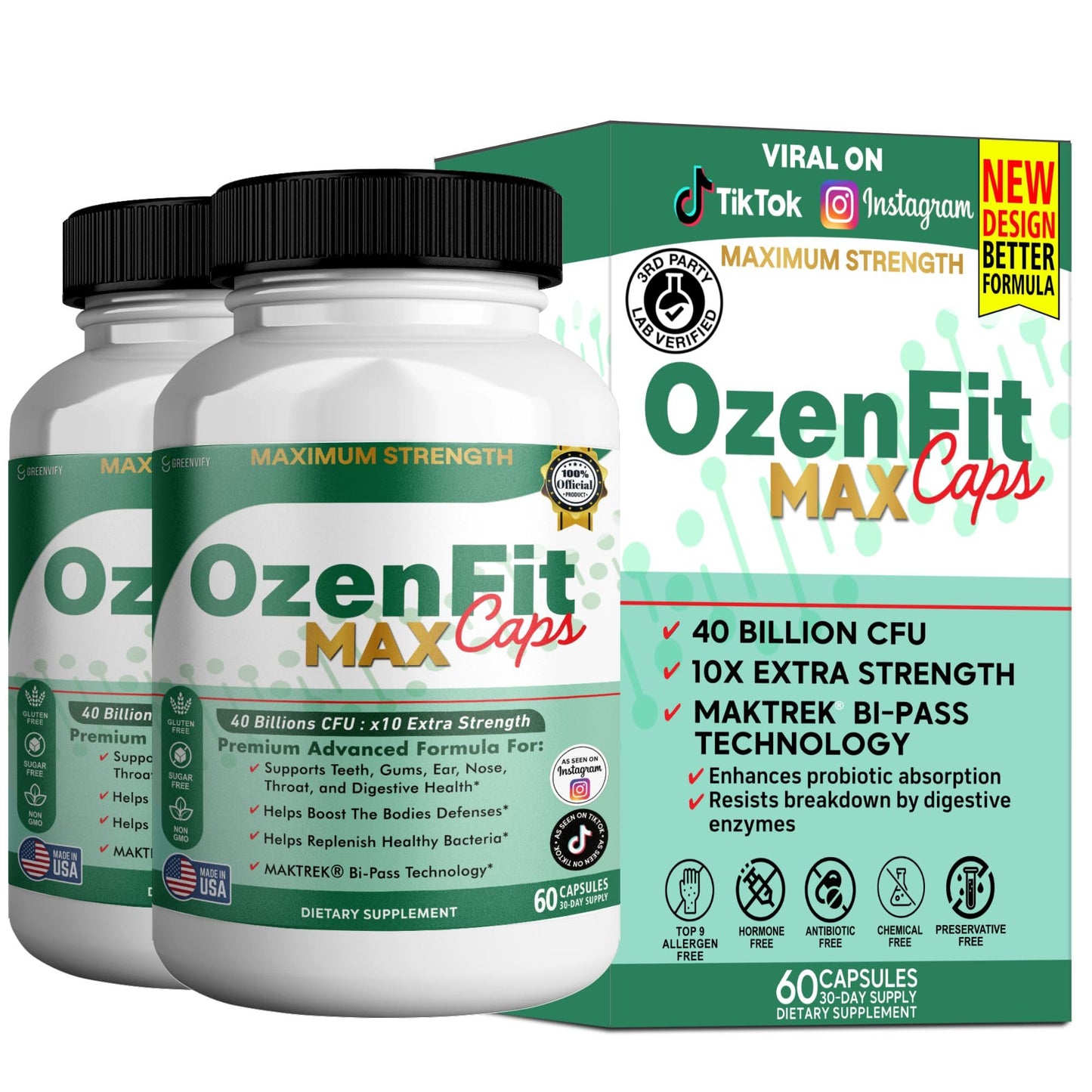 GREENVIFY OzenFit Caps Max Probiotic Supplement 60 Capsules