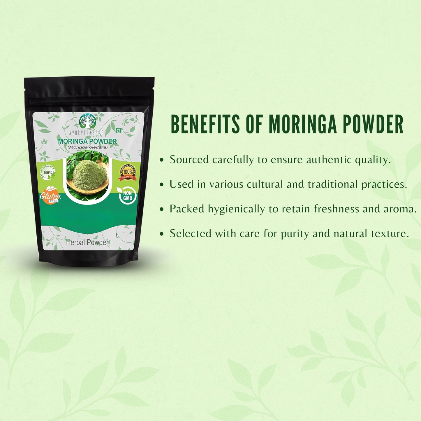AYURVEDASHREE Moringa Leaf Powder 50 Gm, 1.76 oz