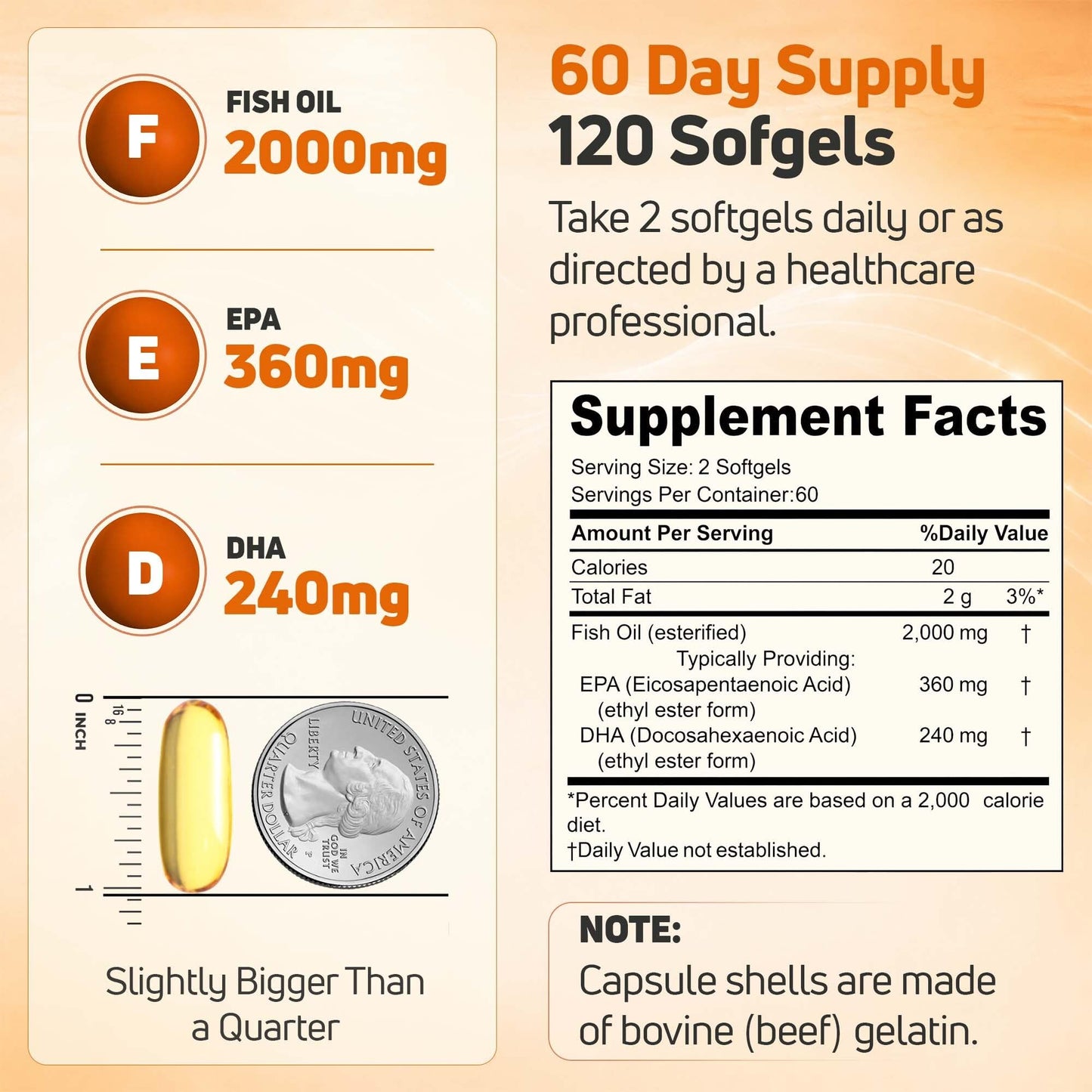 NUELATION Omega 3 Fish Oil 2000mg Softgels 120