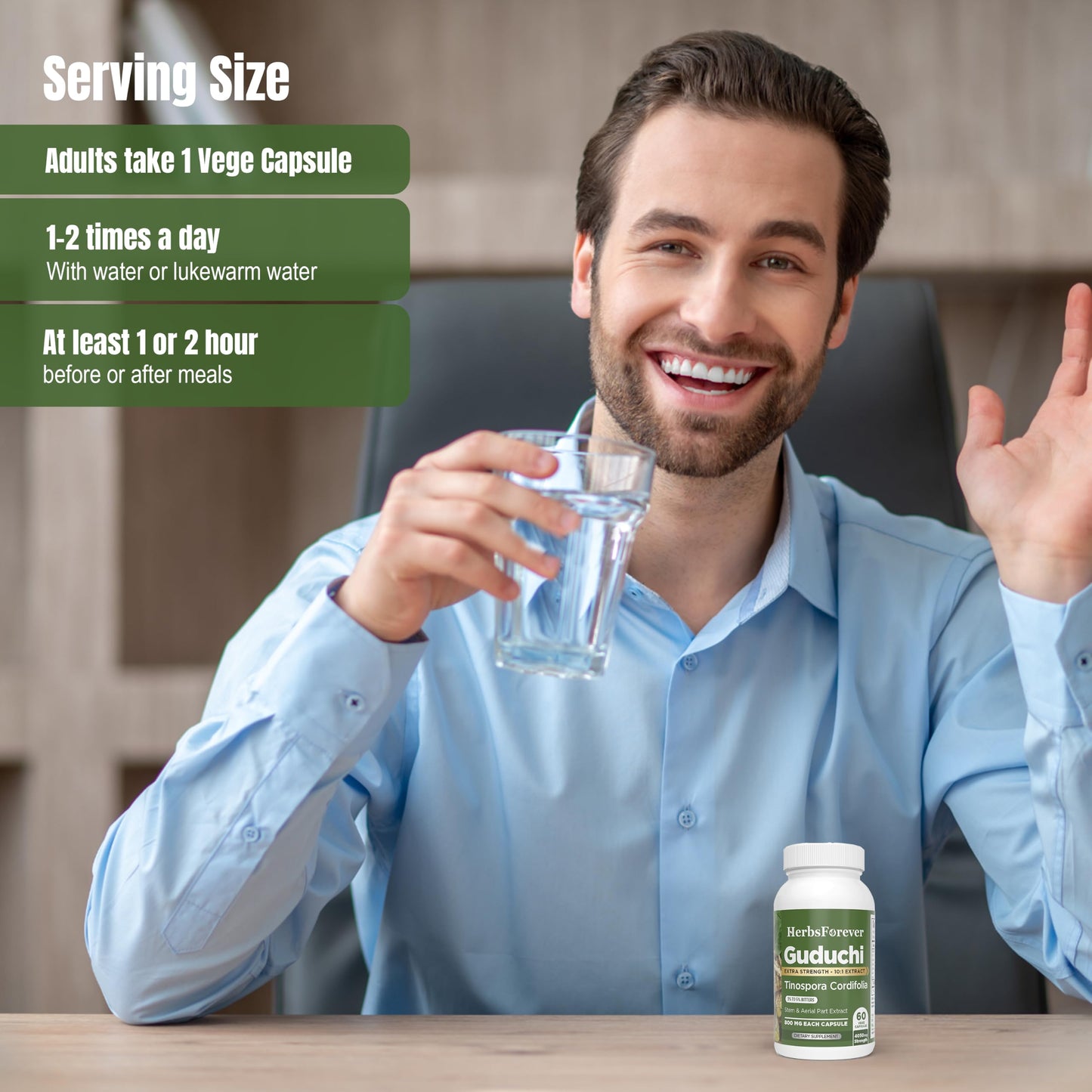Herbsforever Guduchi (Tinospora cordifolia) Extra Strength 10:1 Extract, 800mg per Serving, 90 Capsules