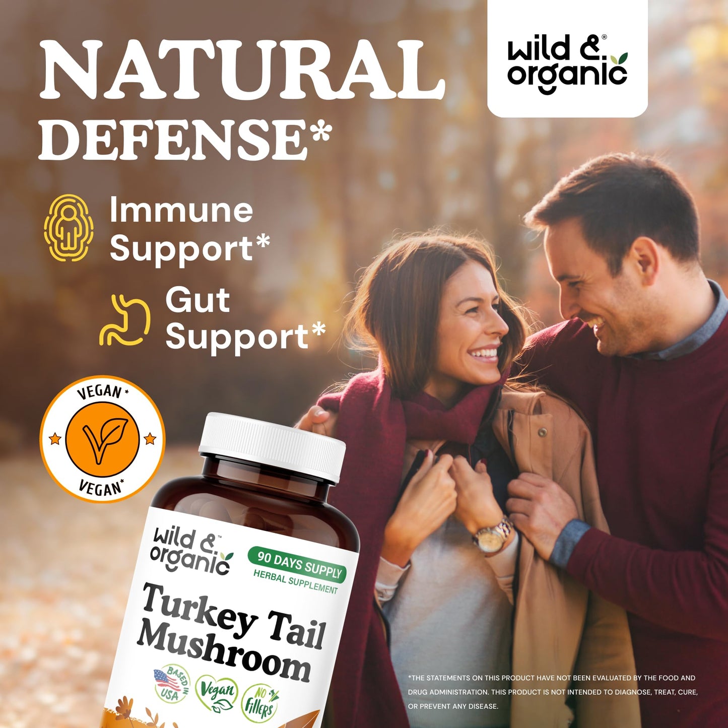 Wild & Organic Turkey Tail Mushroom 1000 mg 180 Capsules