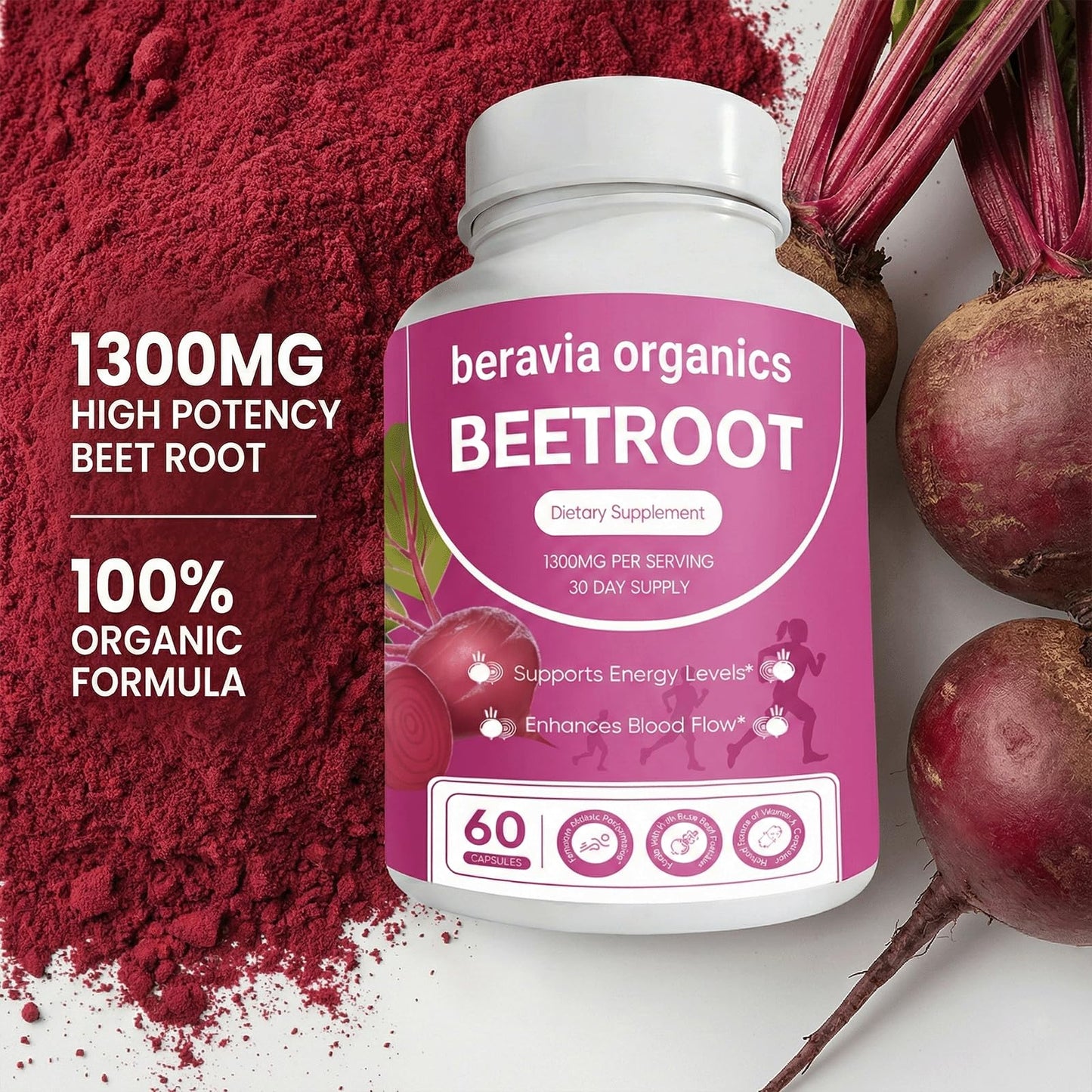 Beravia Organics Beet Root Capsules, 1 Count