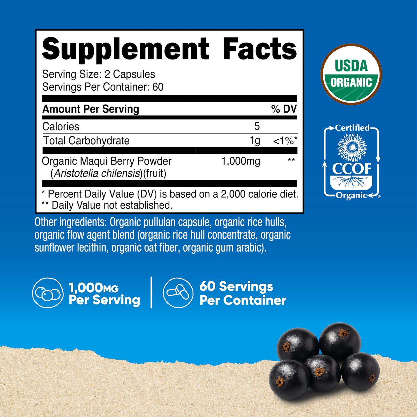 Nutricost Organic Maqui Berry (1,000mg) Capsules, 120 Count