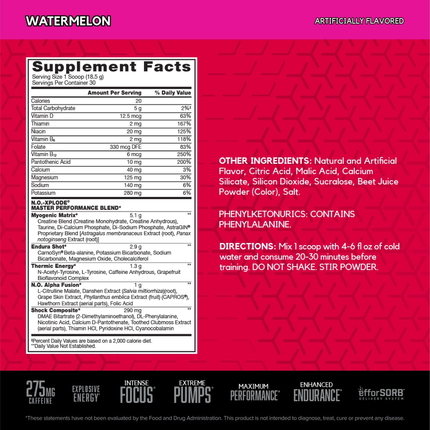 BSN N.O.-XPLODE Pre Workout Powder, 30 Servings