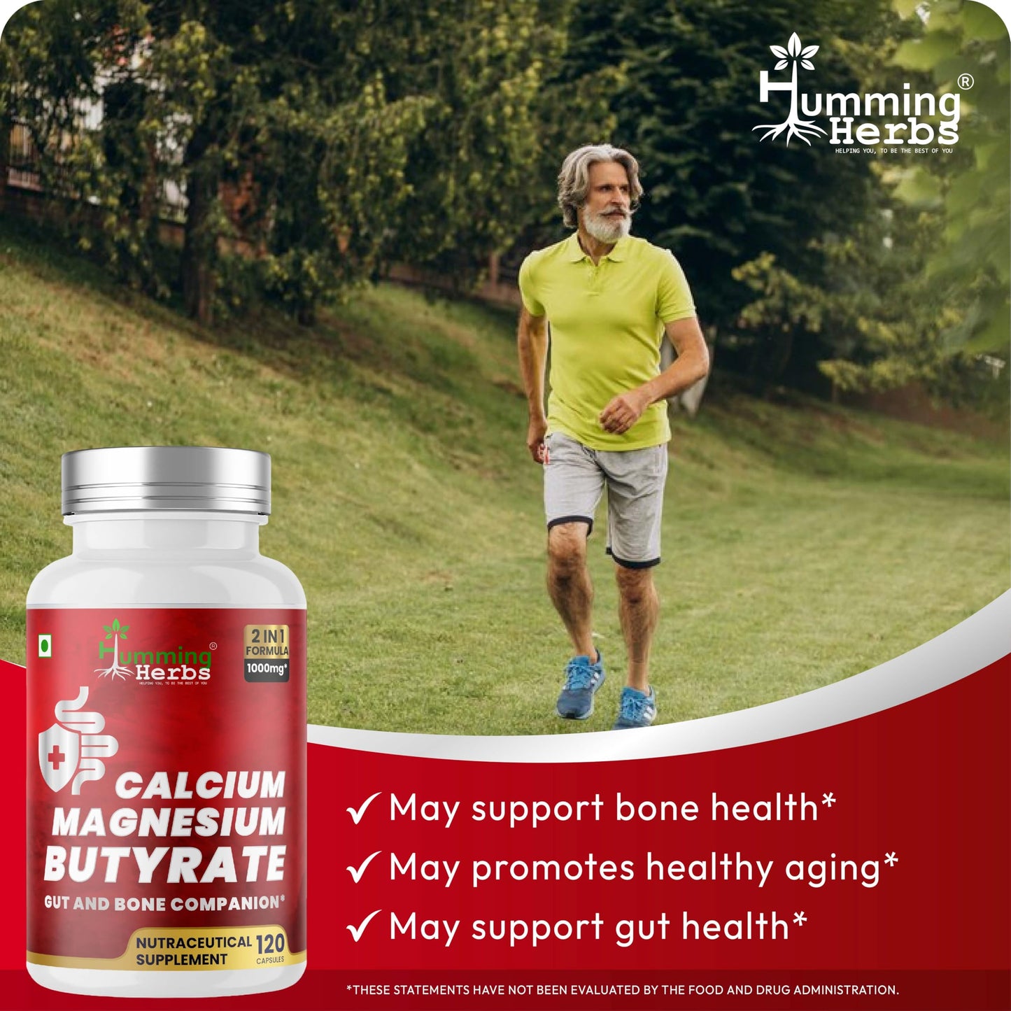 Humming Herbs Calcium Magnesium Butyrate Capsules 120 Capsules