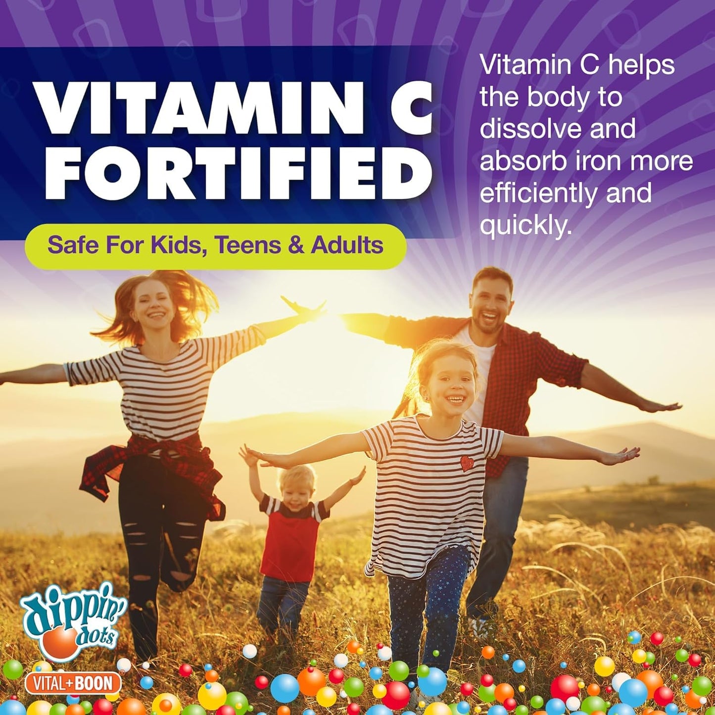Vital+Boon Dippin' Dots Iron Gummies for Women, Vitamin C & B12, Gummy, 60 Count