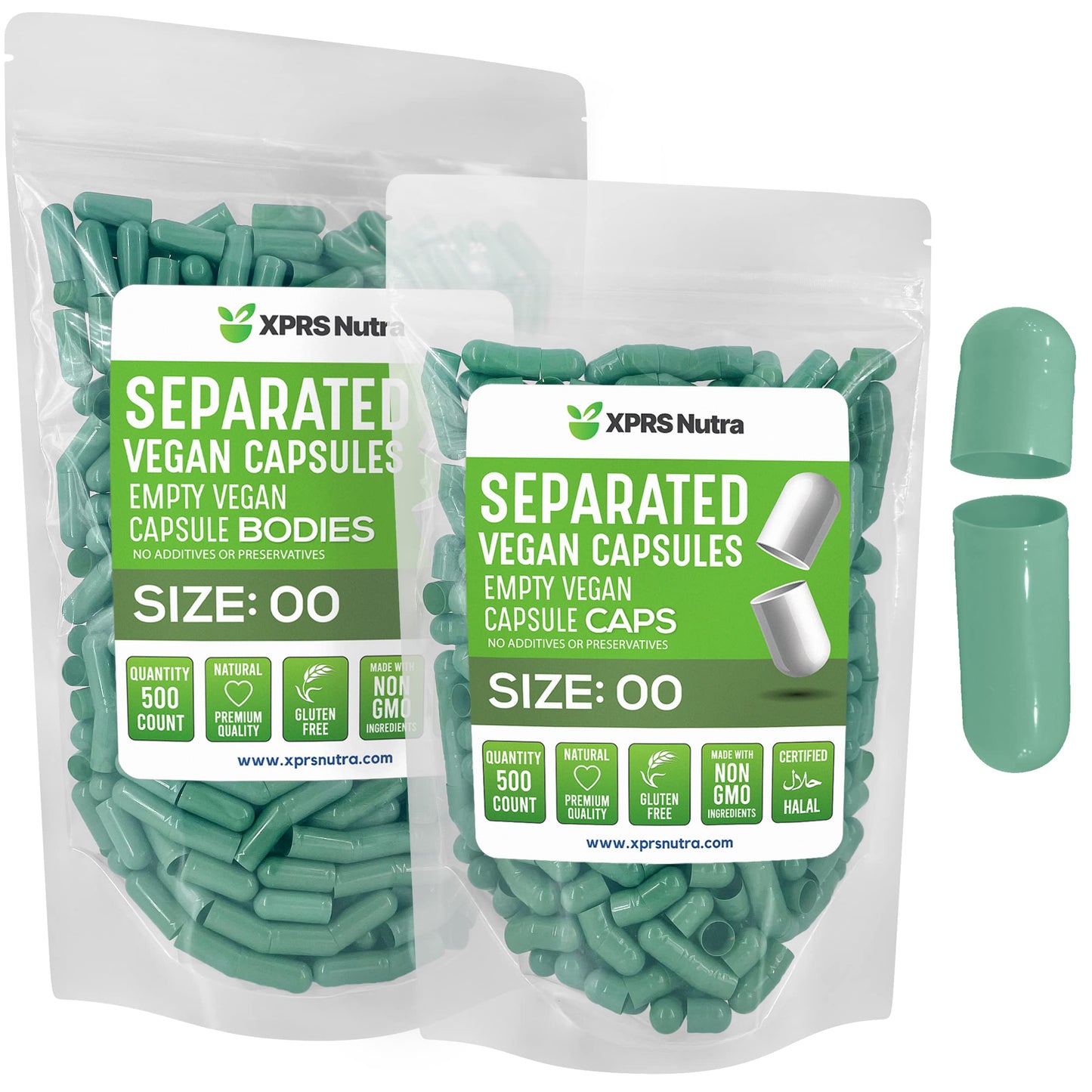 XPRS Nutra Vegan Size 00 Separated Capsules, 500 Count