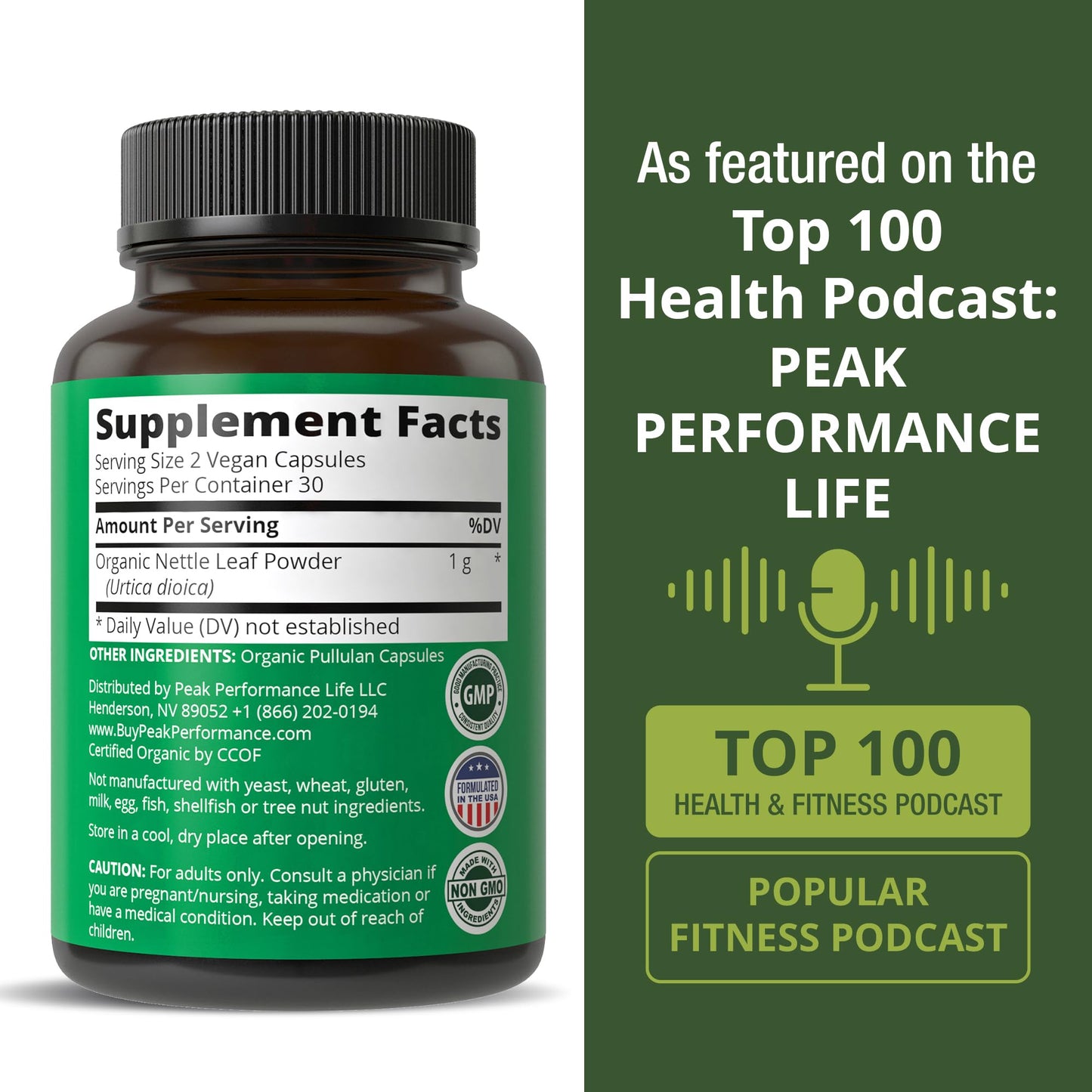Peak Performance Stinging Nettle Capsules 60 Count