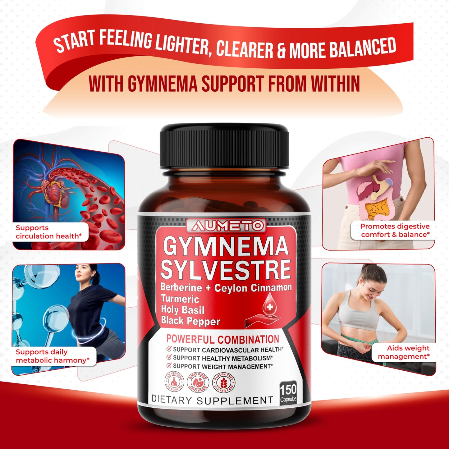 AUMETO Ultra Gymnema Sylvestre Capsules 150 Count