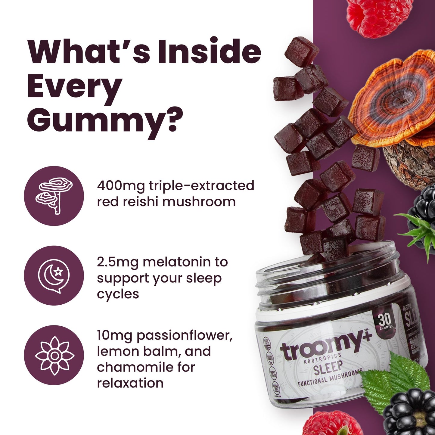 Troomy Nootropics Sleep Gummies for Adults and Kids Gummy, 30 Count