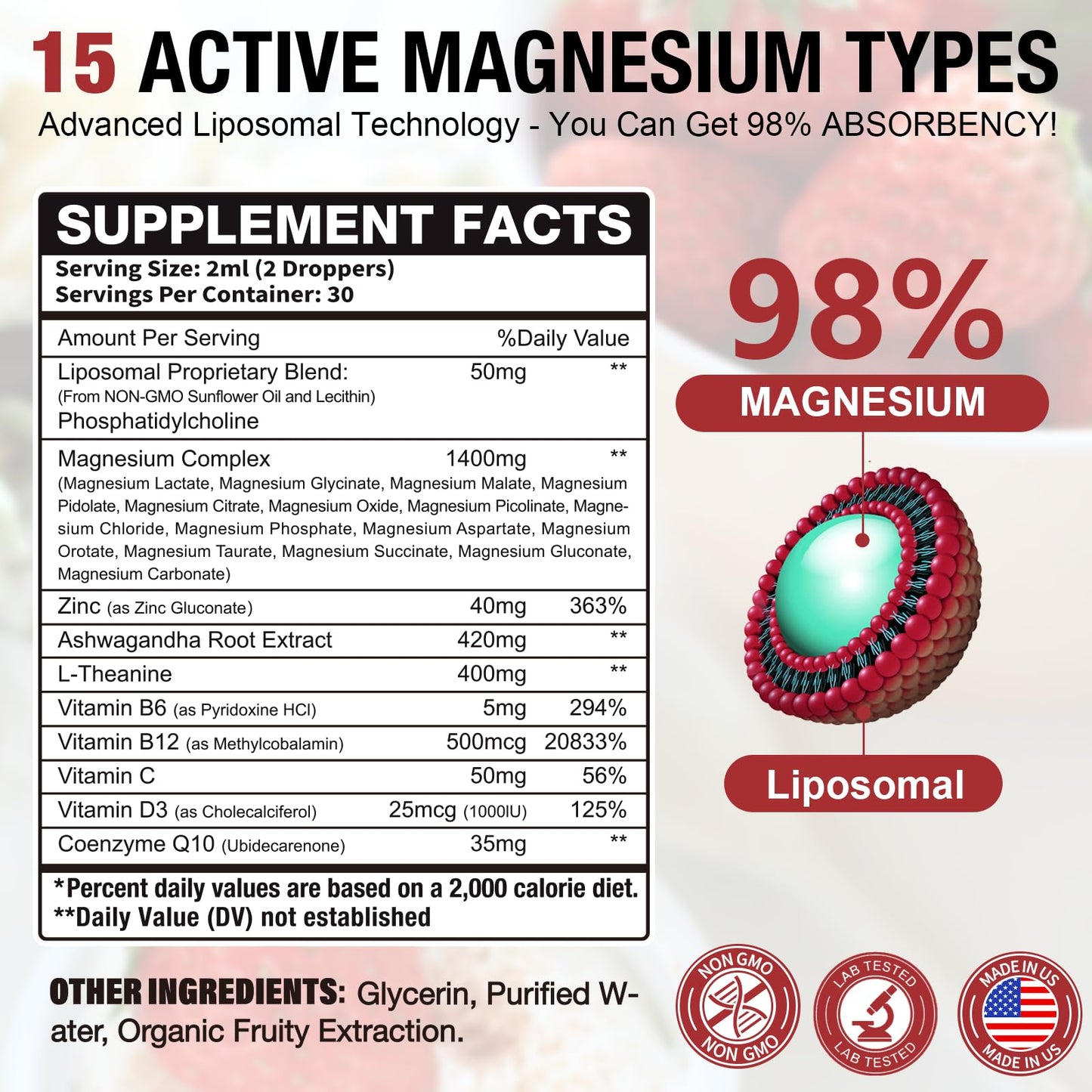 LotinYntu 24-in-1 Liposomal 15 Forms of Magnesium 1400MG Complex Gummies, 2-Count