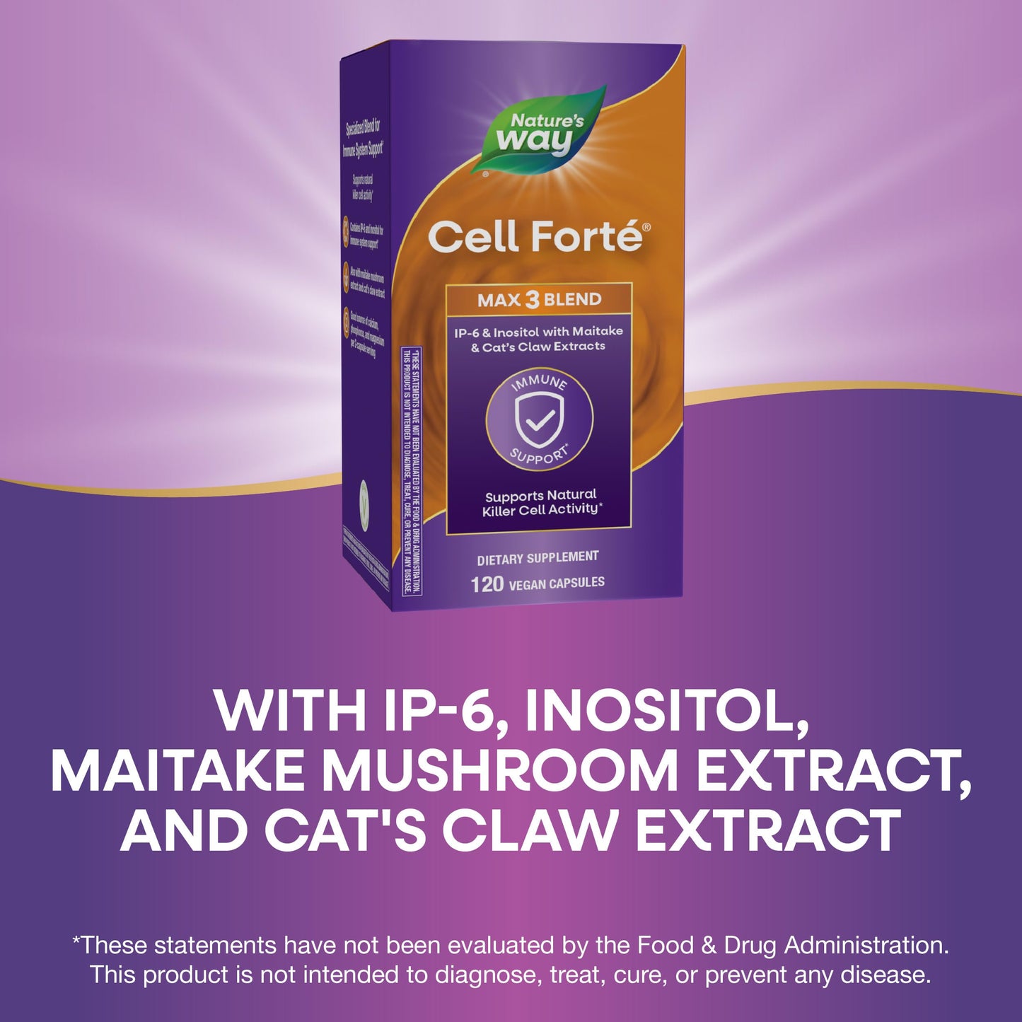 Nature's Way Cell Forté MAX3 Blend IP-6 & Inositol with Maitake Mushroom & Cat's Claw Extracts, 120 Capsules