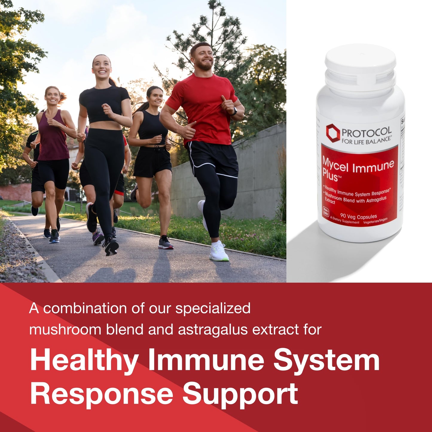 Protocol for Life Balance Mycel Immune Plus Mushroom Blend with Astragalus Extract Immune Support Supplement, 90 Capsules
