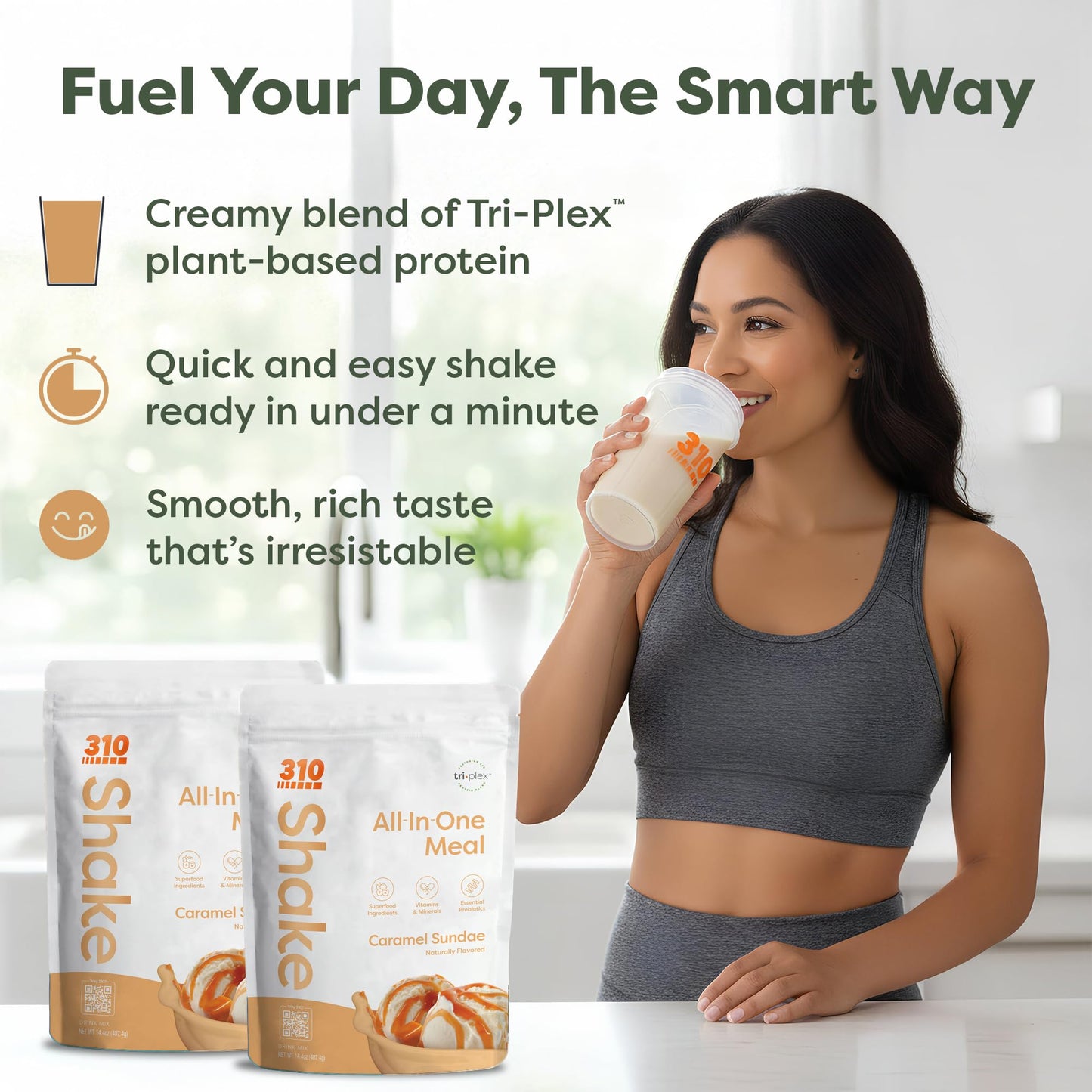310 Nutrition All-In-One Meal Replacement Shake Caramel Sundae Powder, 28
