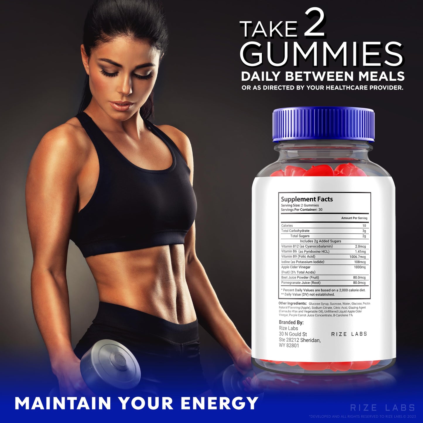 Rize Labs Metabolic Solutions Keto+ACV Gummies for Advanced Weight Loss, Apple Cider Vinegar, Official Reviews, 60 Gummies