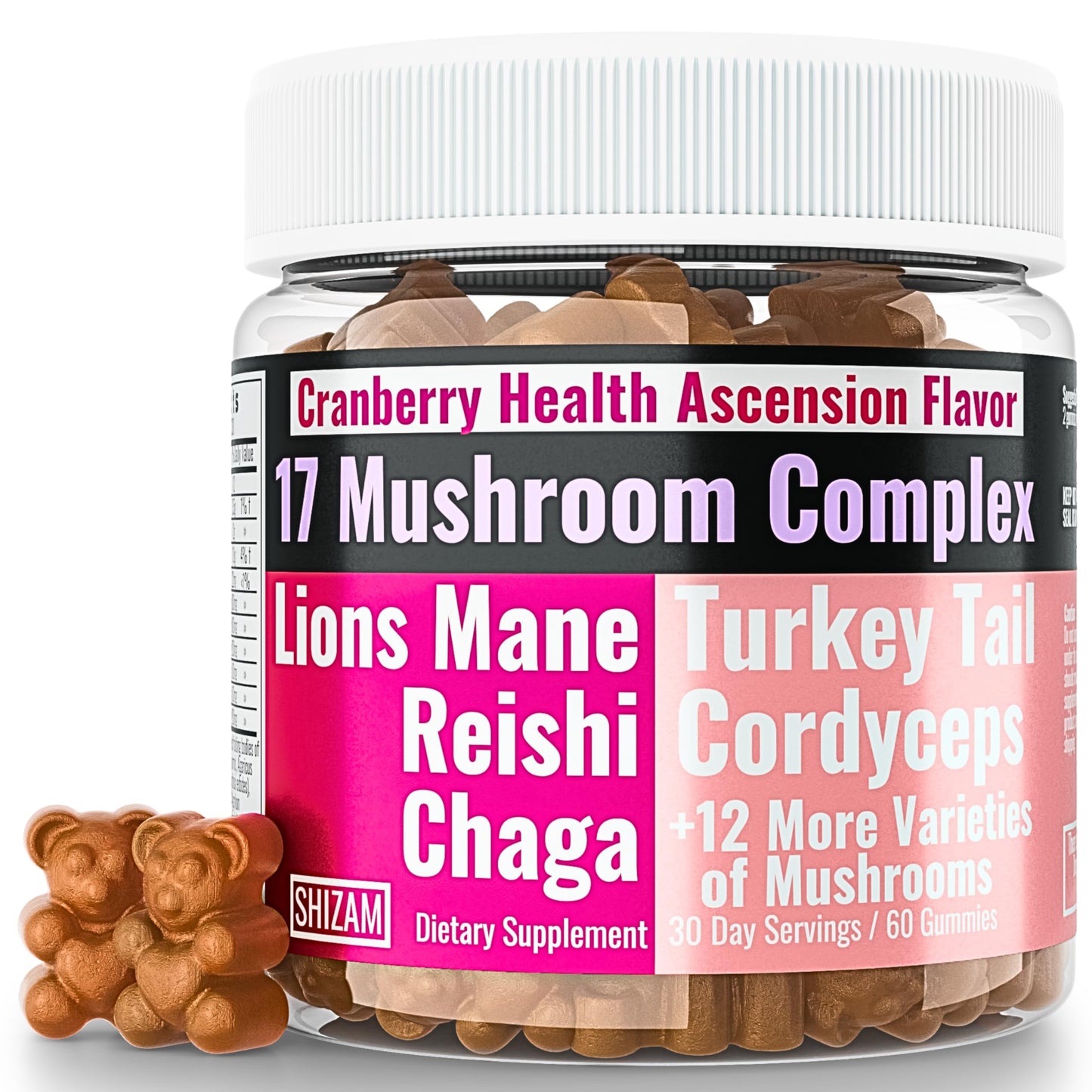 SHIZAM 17 Mushroom Complex Gummies 60 Count
