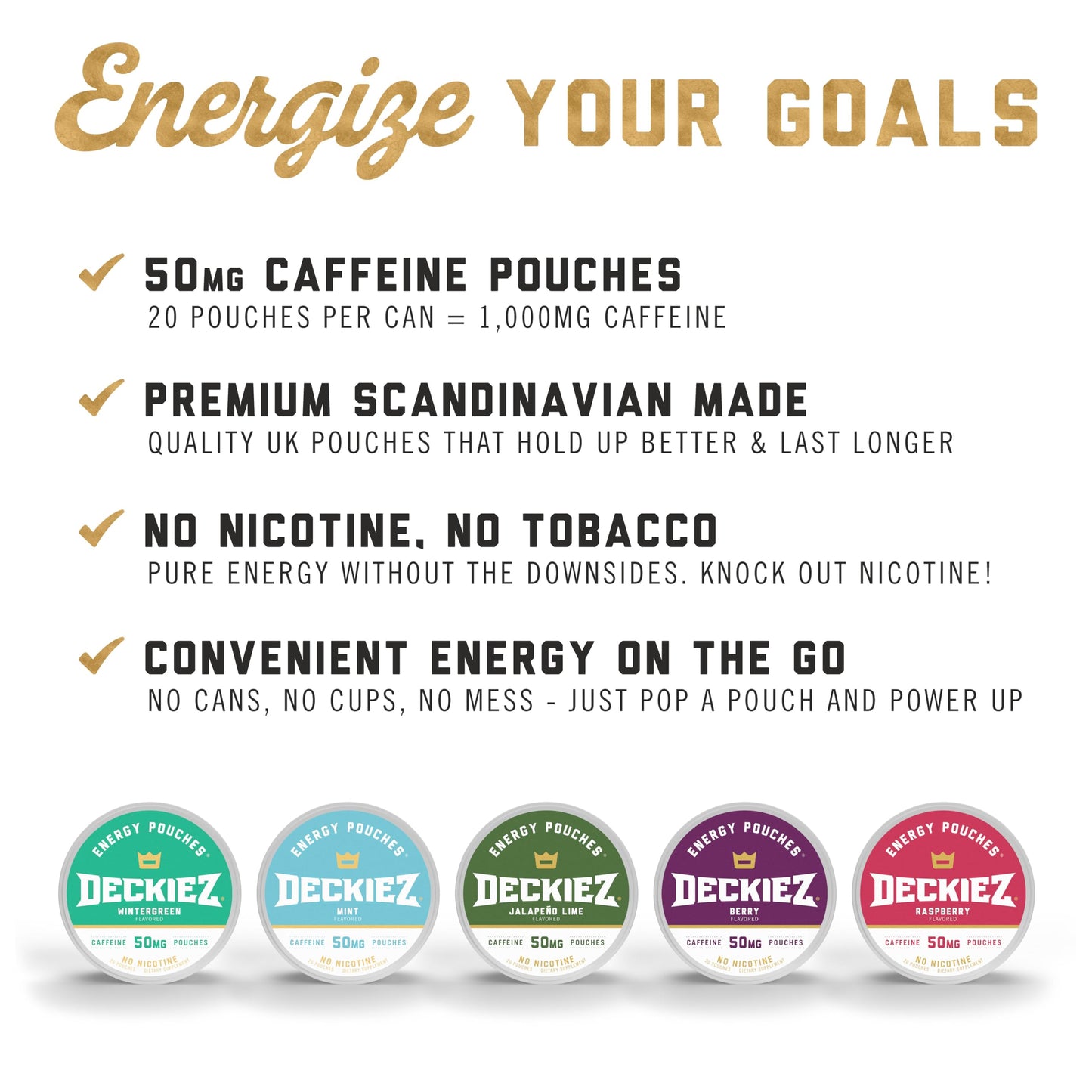 Deckiez Energy Pouches Chewable, 100 Pouches