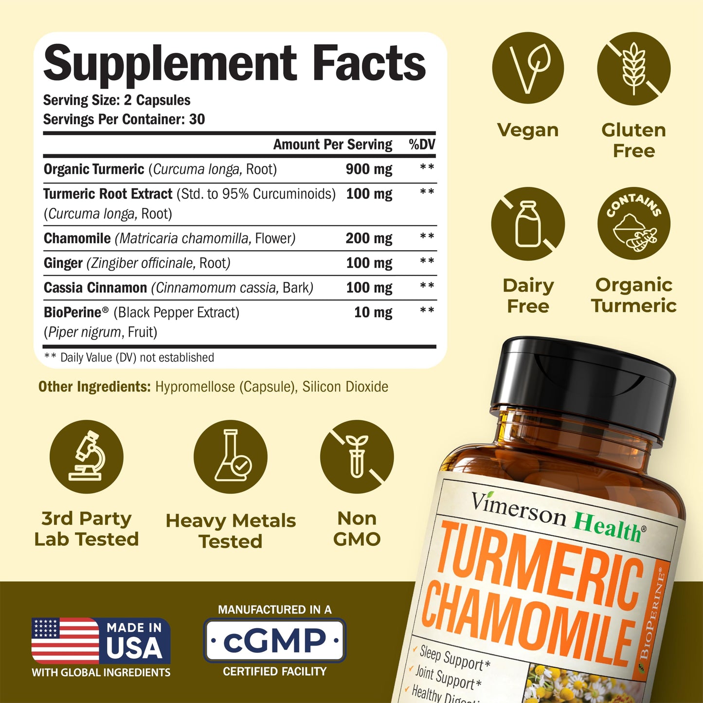 Vimerson Health Turmeric & Chamomile Sleep Capsules, 60 Count