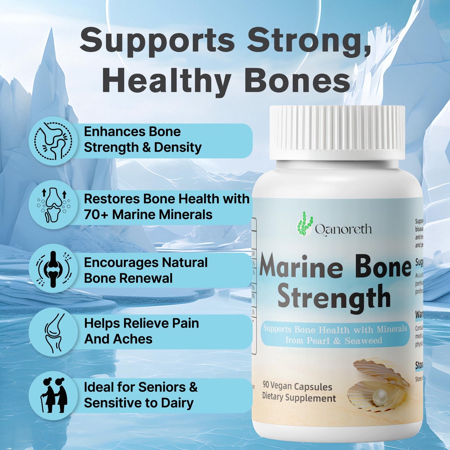 Qanoreth Marine Calcium Bone Density & Strength Supplement Capsule 1 Count