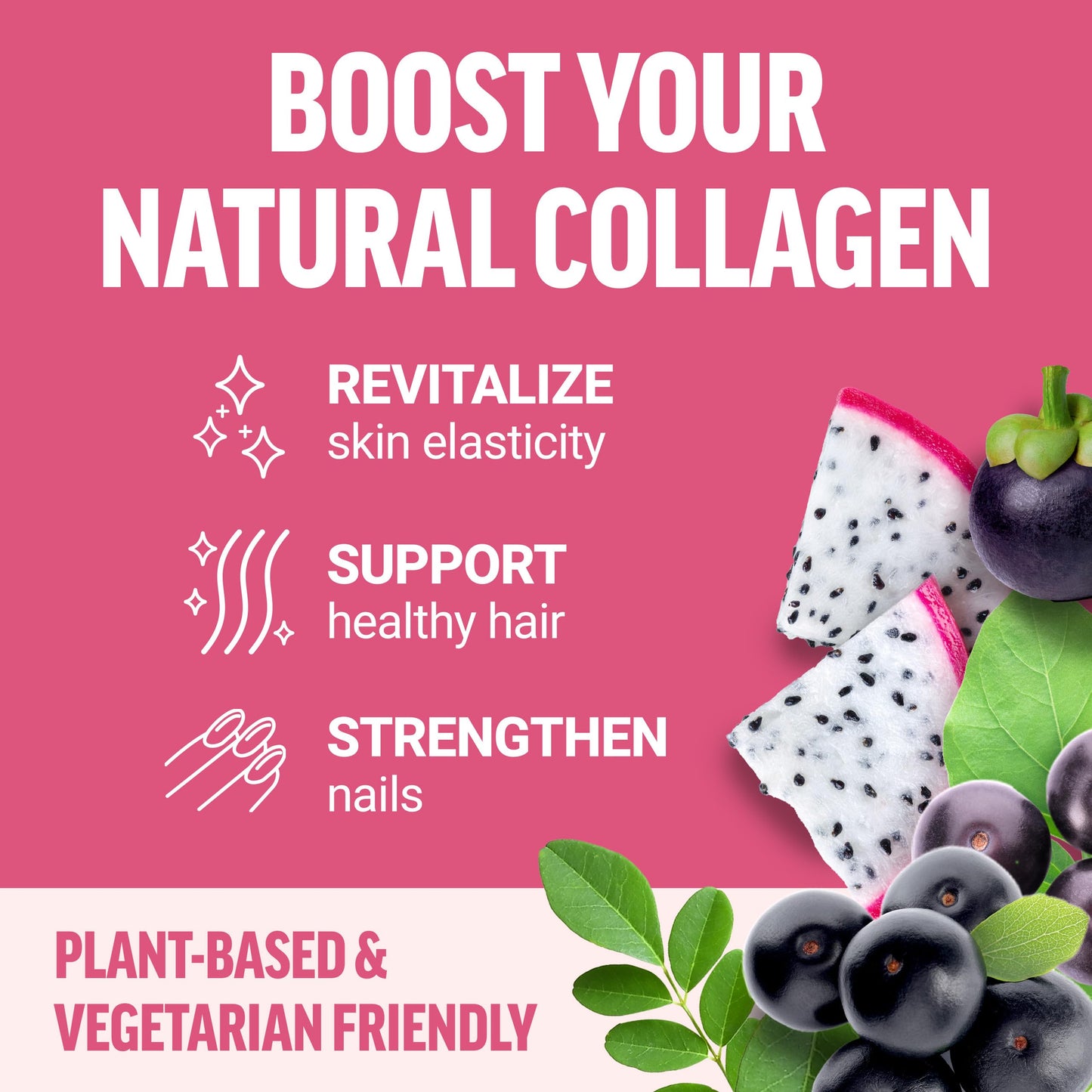 Force Factor Collagen Boosting Superfoods, Vegan Collagen Booster with Hyaluronic Acid, Biotin, Bamboo, Amino Acids & Vitamins for Hair, Skin, and Nails, Strengthener and Skin Supplement Capsules, 60 Capsules