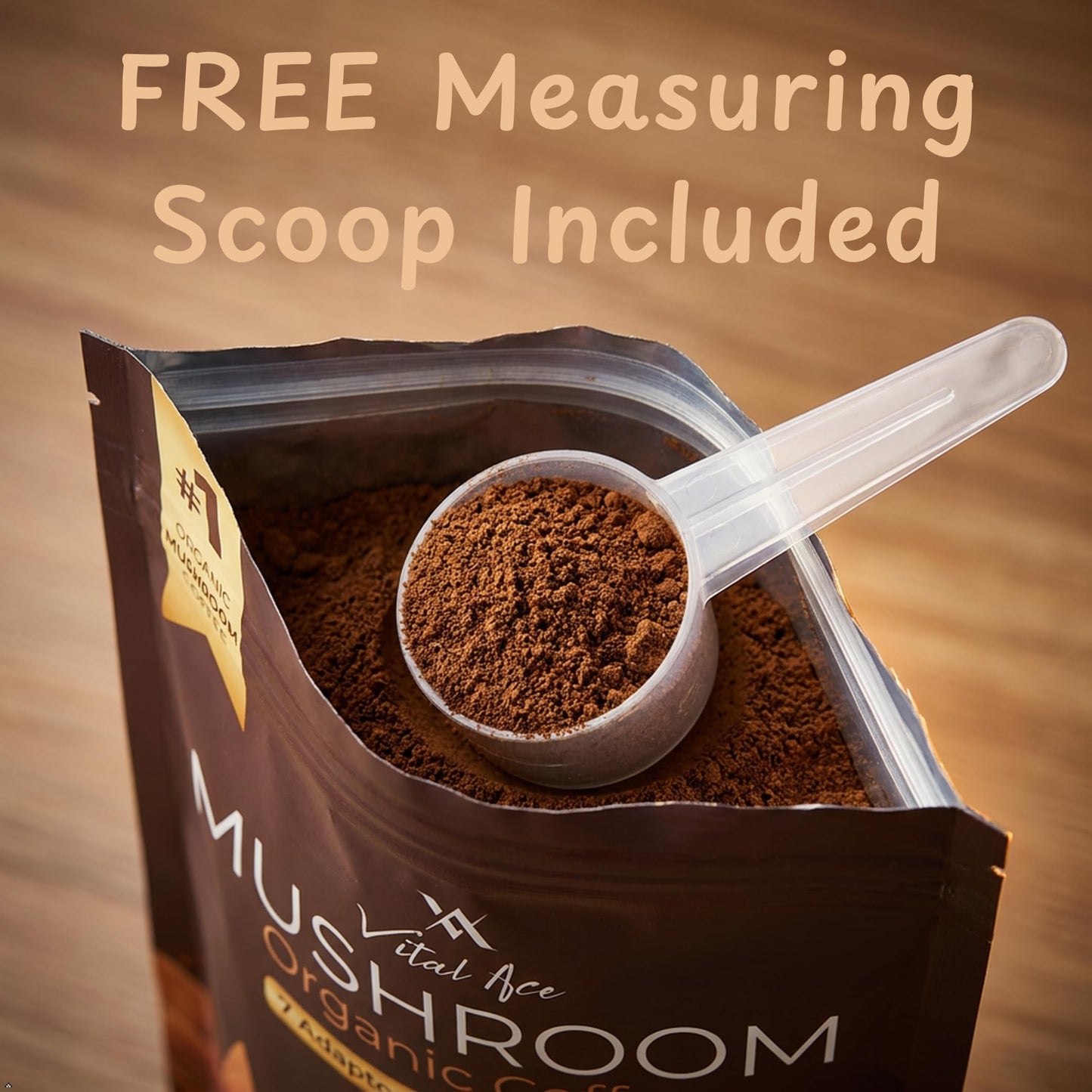 Vital Ace Organic Mushroom Coffee Blend with Lion's Mane & 7 Adaptogens Powder 6.35 Ounce