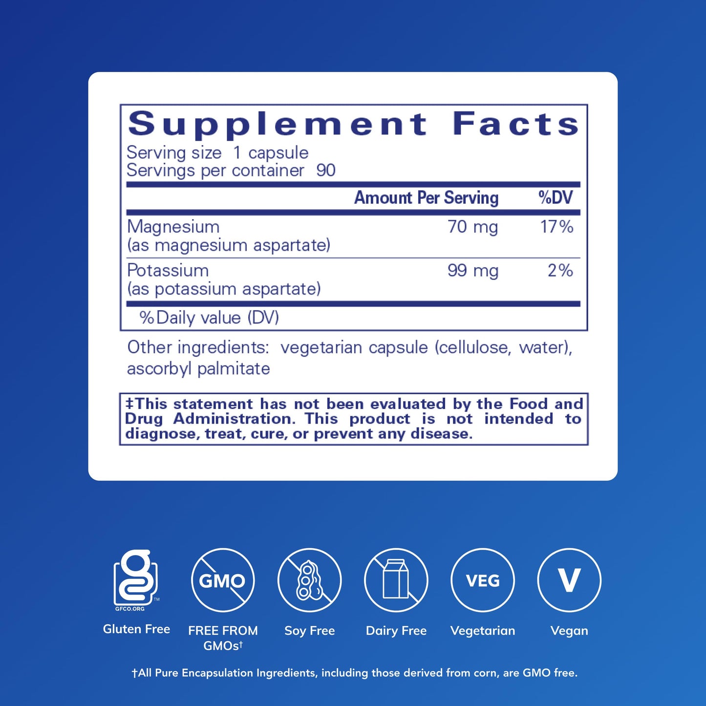 Pure Encapsulations Potassium Magnesium (Aspartate) 90 Capsules