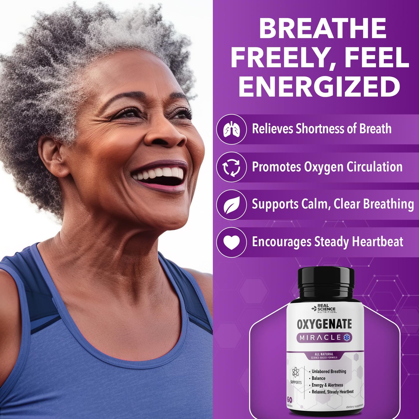 Real Science Nutrition Oxygenate Miracle Daily Lung & Circulation Support 60 Capsules