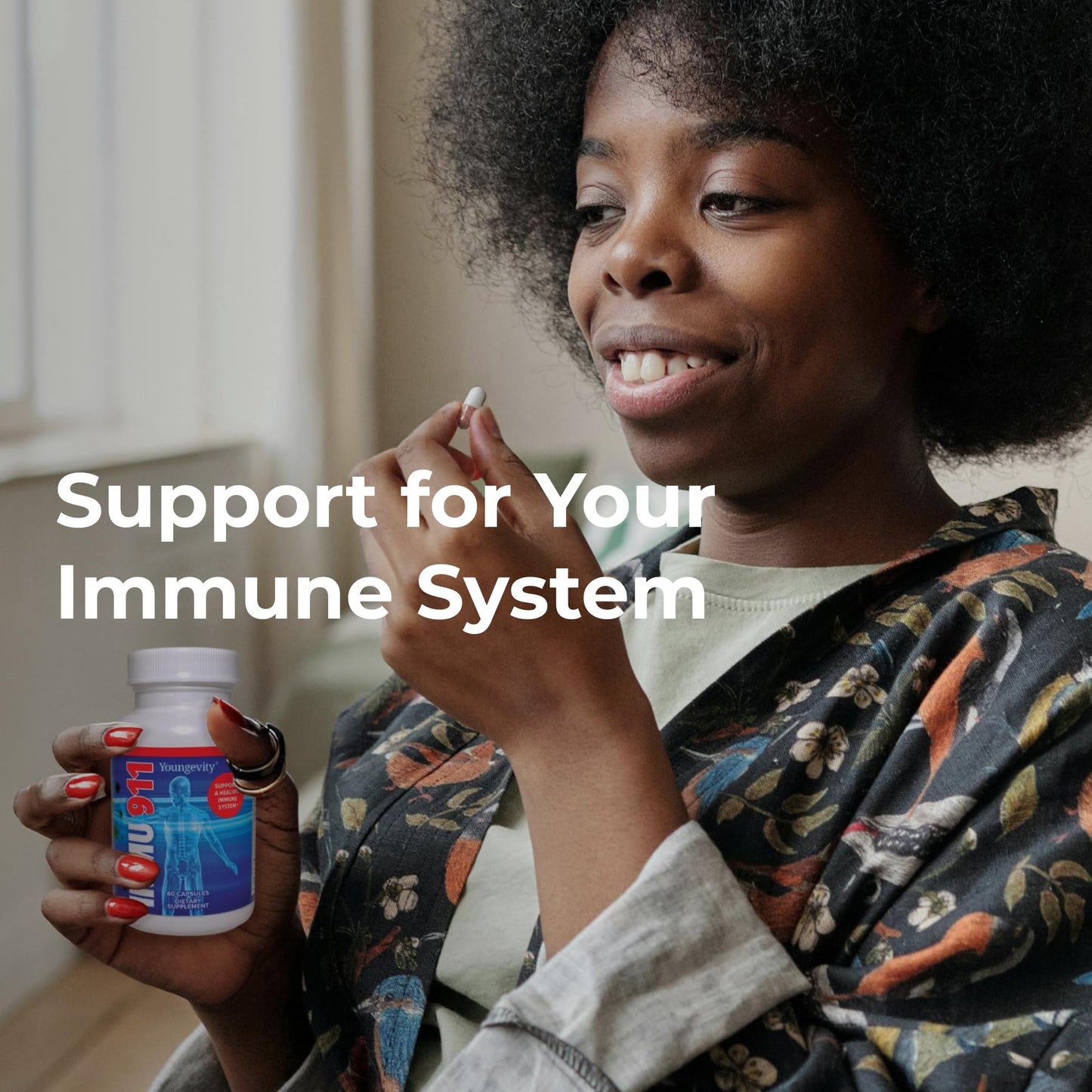 Youngevity Immu-911™ Advanced Immune - Colostrum, Vitamin C, Zinc, Echinacea, Astragalus, PAU D'Arco Bark + 6 Mycelial Mass Mushrooms for Immune Defense and Boost, 60 Capsules