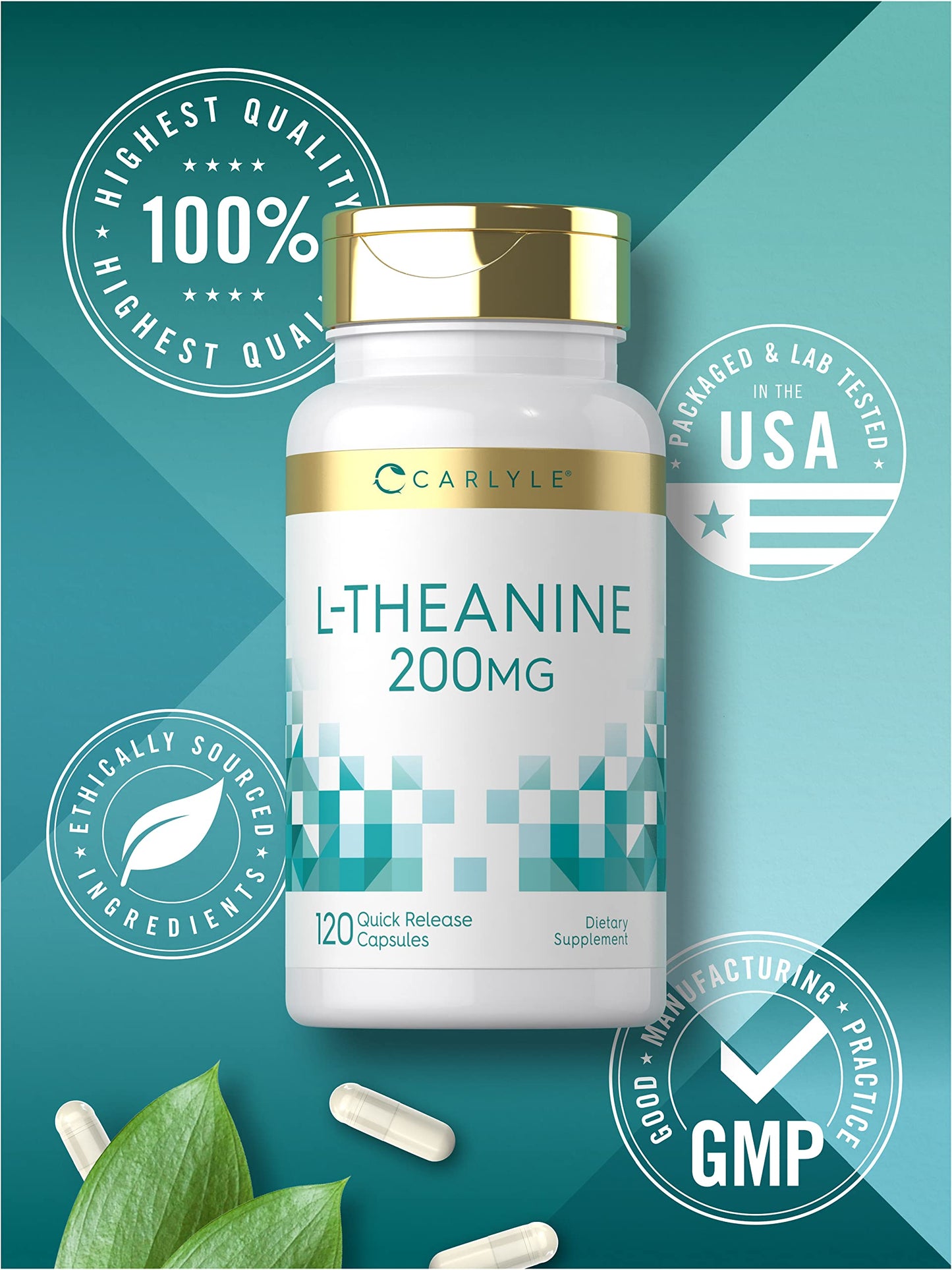 Carlyle L-Theanine 200mg Capsules, 120 Capsules