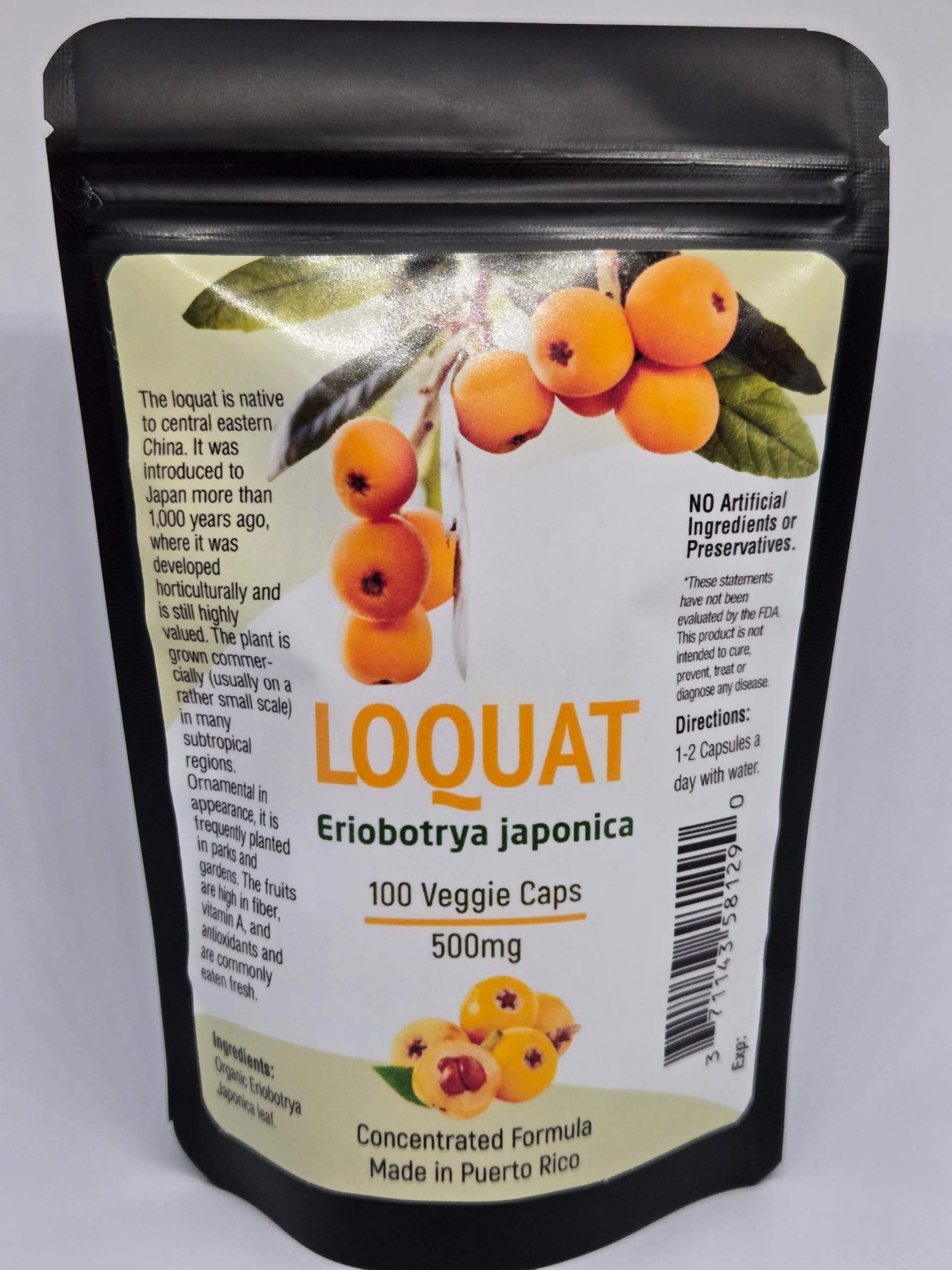 Generic Loquat, Nispero 500mg Capsules, 100 Count
